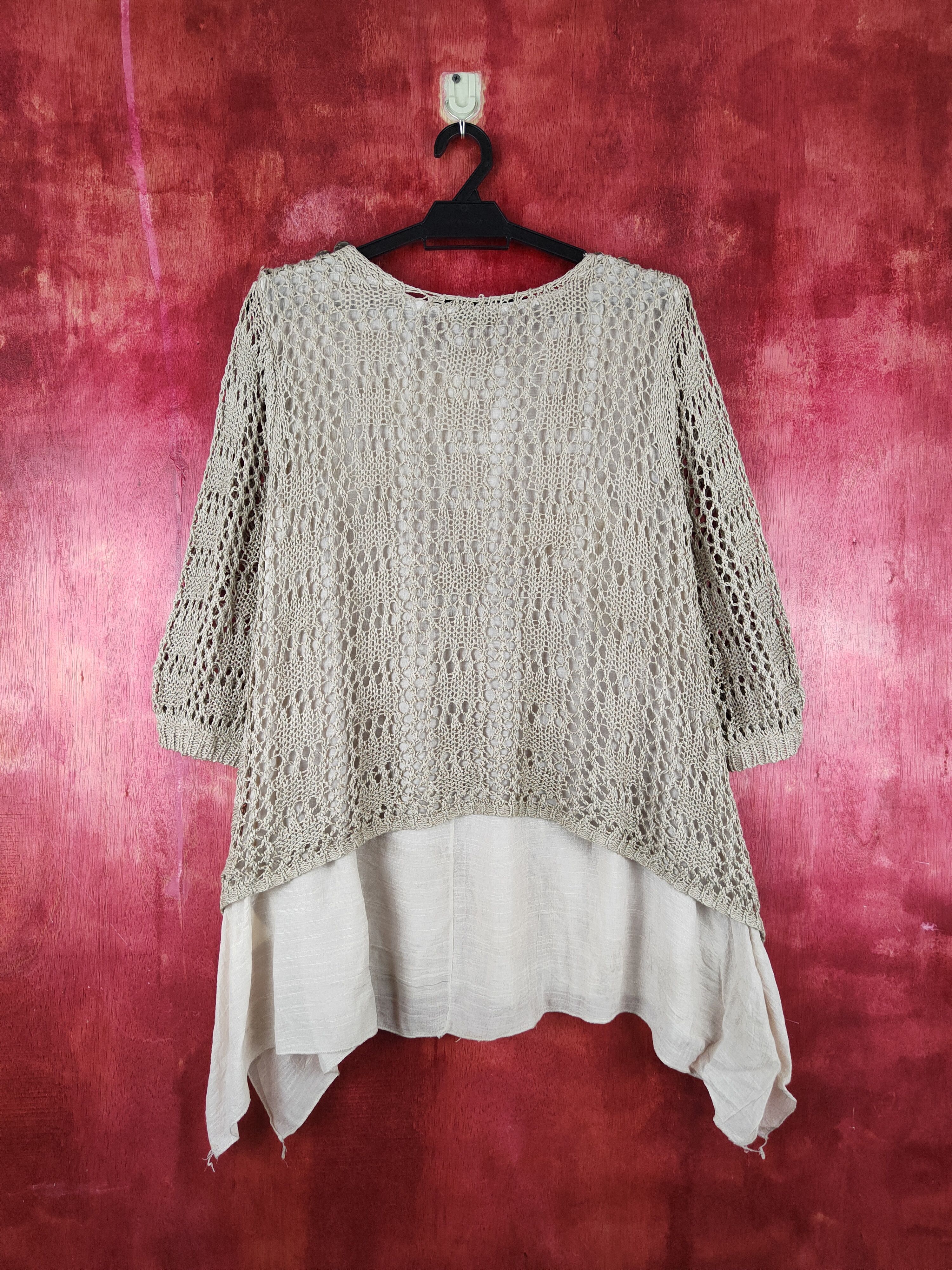 Japanese Brand Igigli Olive Brown Crochet Meshnet Knitwear Blouses #S995 Size M / US 6-8 / IT 42-44 - 9 Thumbnail