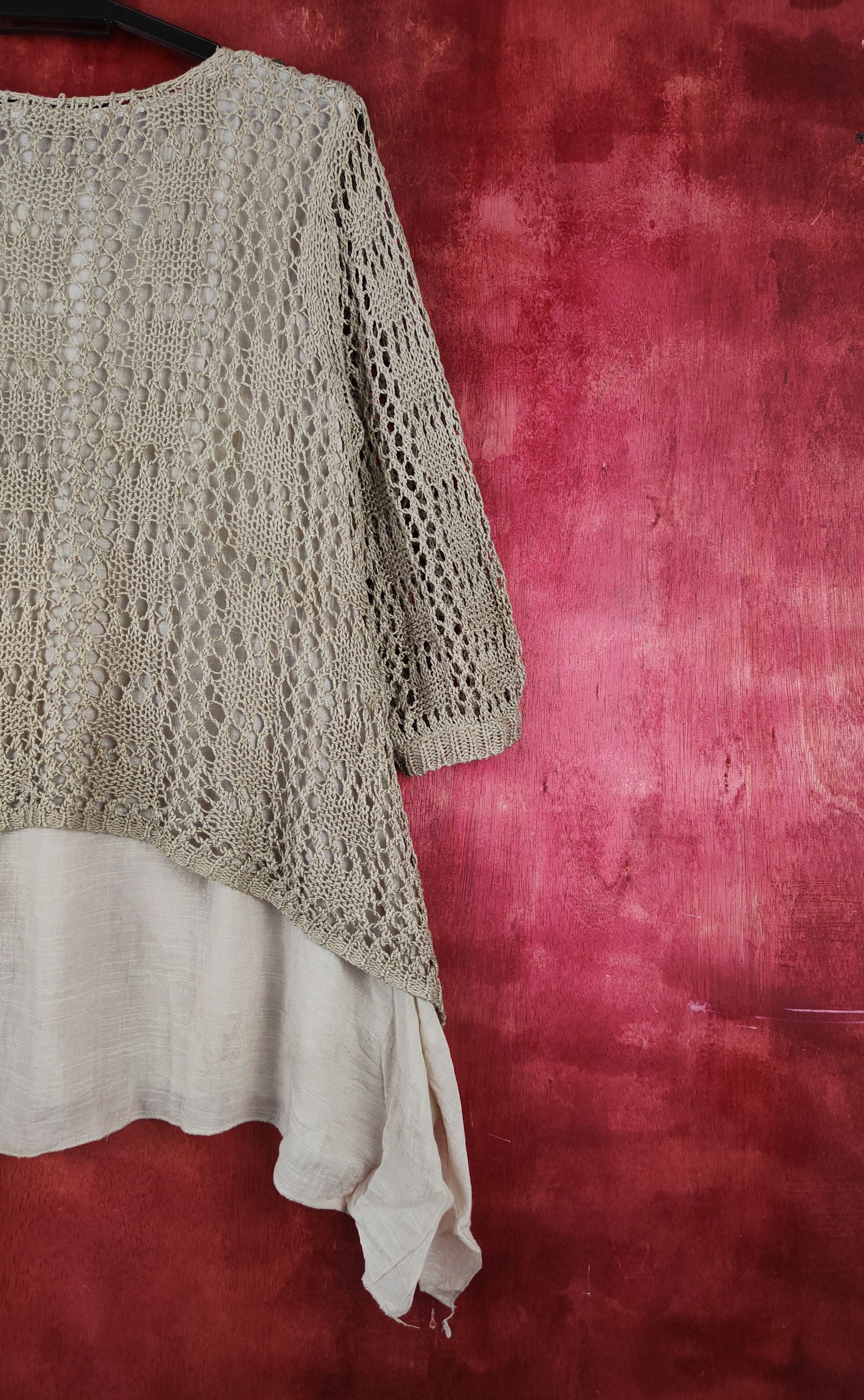 Japanese Brand Igigli Olive Brown Crochet Meshnet Knitwear Blouses #S995 Size M / US 6-8 / IT 42-44 - 11 Thumbnail