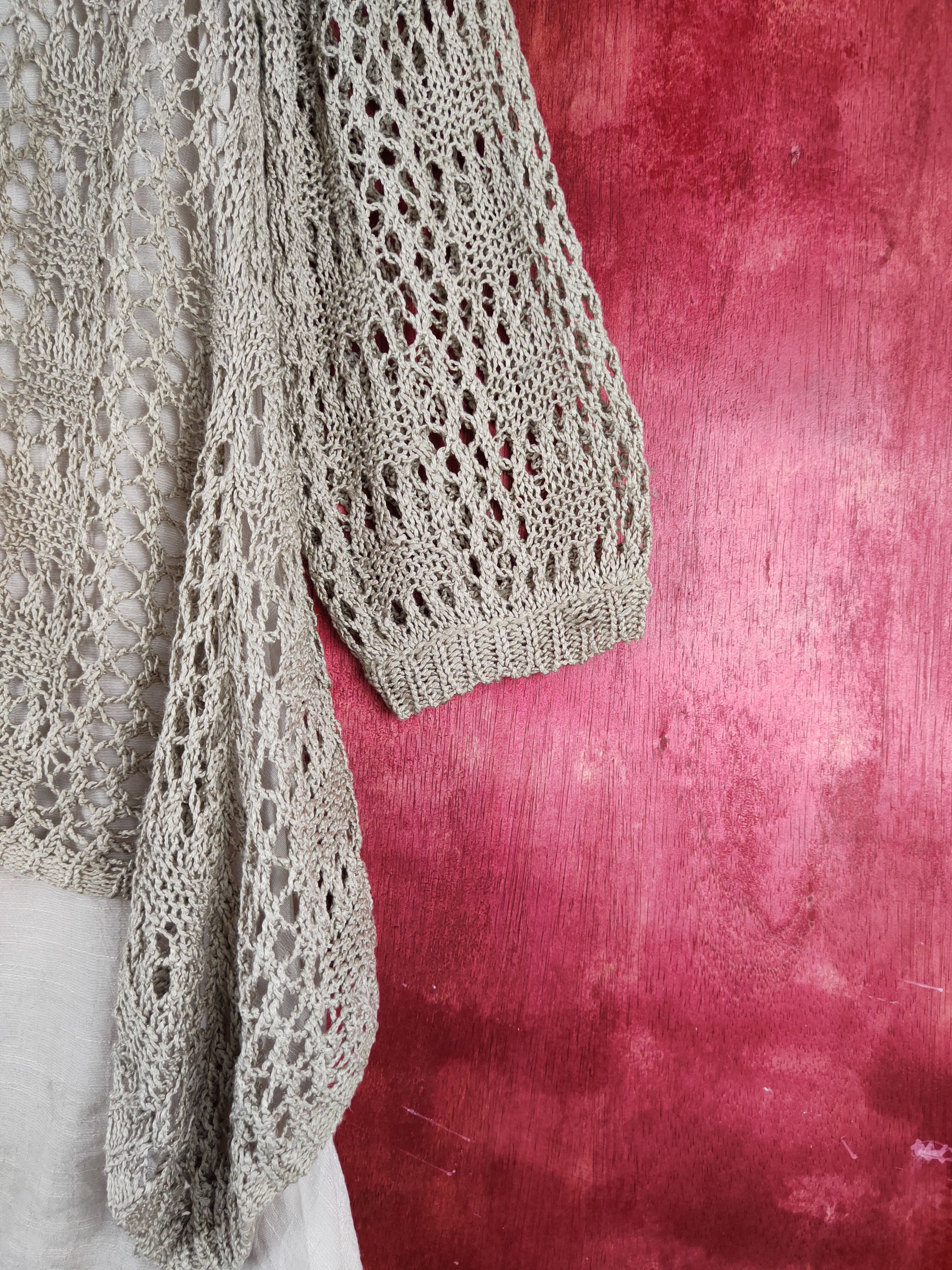 Japanese Brand Igigli Olive Brown Crochet Meshnet Knitwear Blouses #S995 Size M / US 6-8 / IT 42-44 - 8 Thumbnail