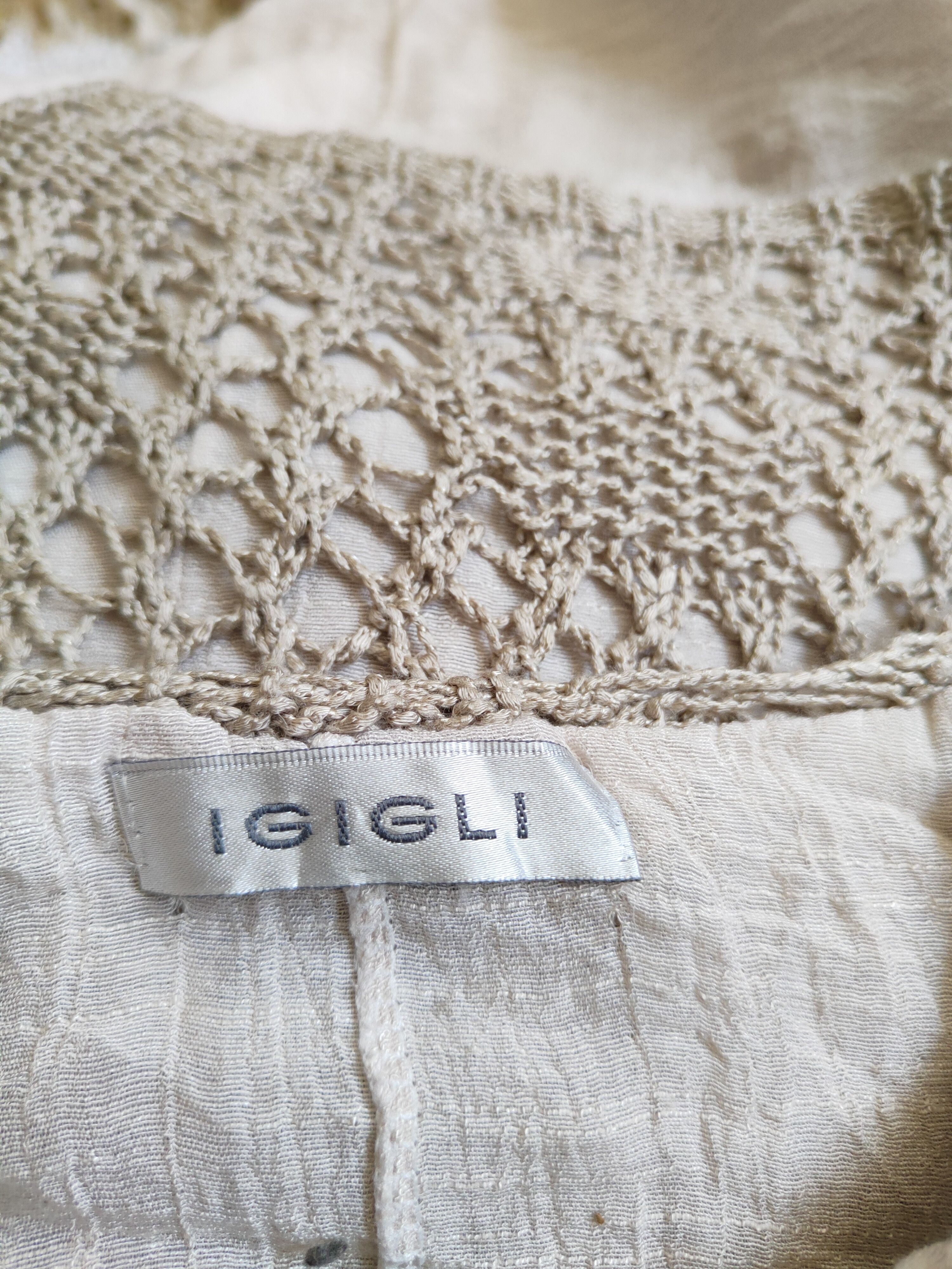 Japanese Brand Igigli Olive Brown Crochet Meshnet Knitwear Blouses #S995 Size M / US 6-8 / IT 42-44 - 13 Thumbnail