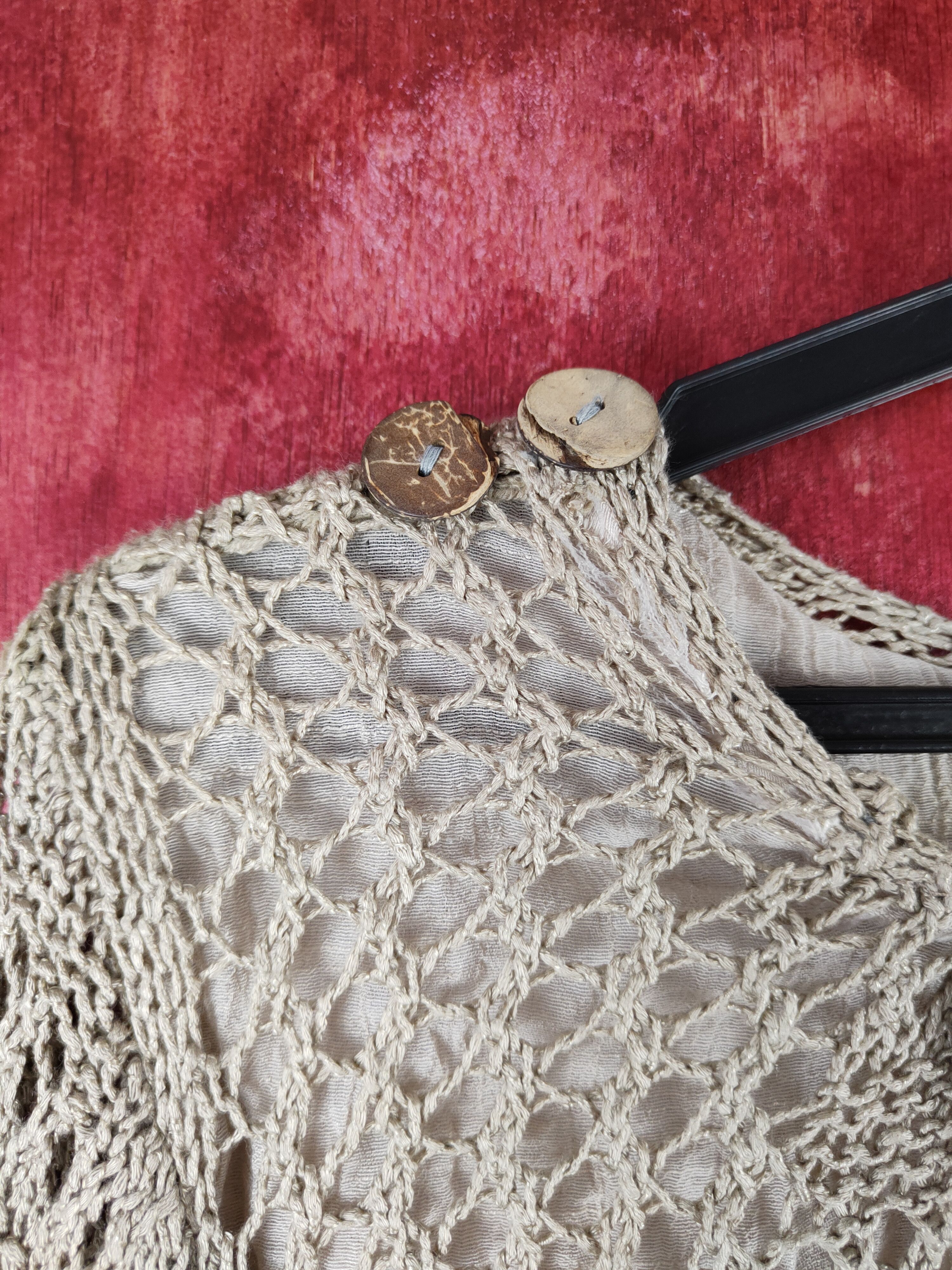 Japanese Brand Igigli Olive Brown Crochet Meshnet Knitwear Blouses #S995 Size M / US 6-8 / IT 42-44 - 3 Thumbnail