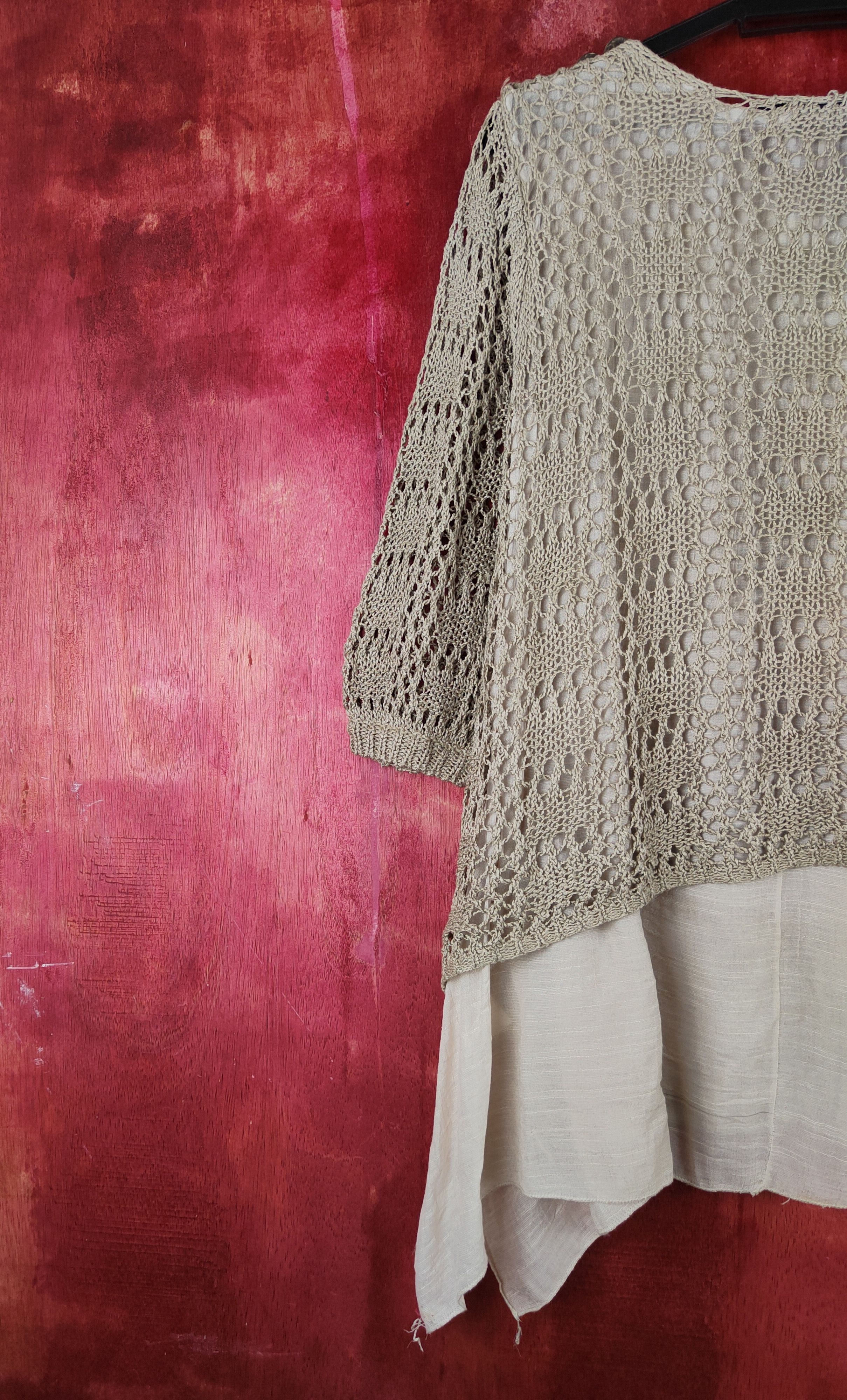 Japanese Brand Igigli Olive Brown Crochet Meshnet Knitwear Blouses #S995 Size M / US 6-8 / IT 42-44 - 10 Thumbnail