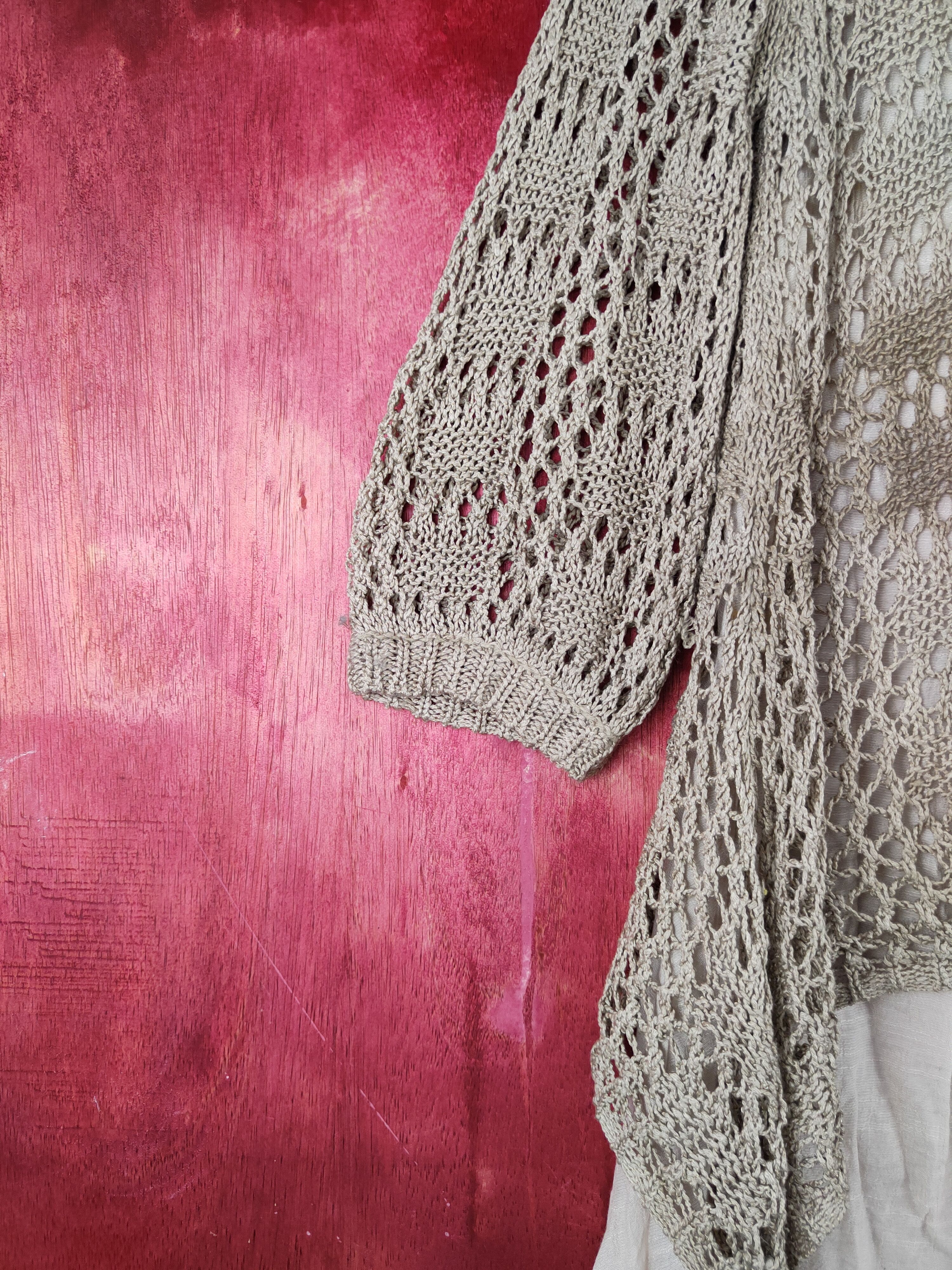 Japanese Brand Igigli Olive Brown Crochet Meshnet Knitwear Blouses #S995 Size M / US 6-8 / IT 42-44 - 6 Thumbnail