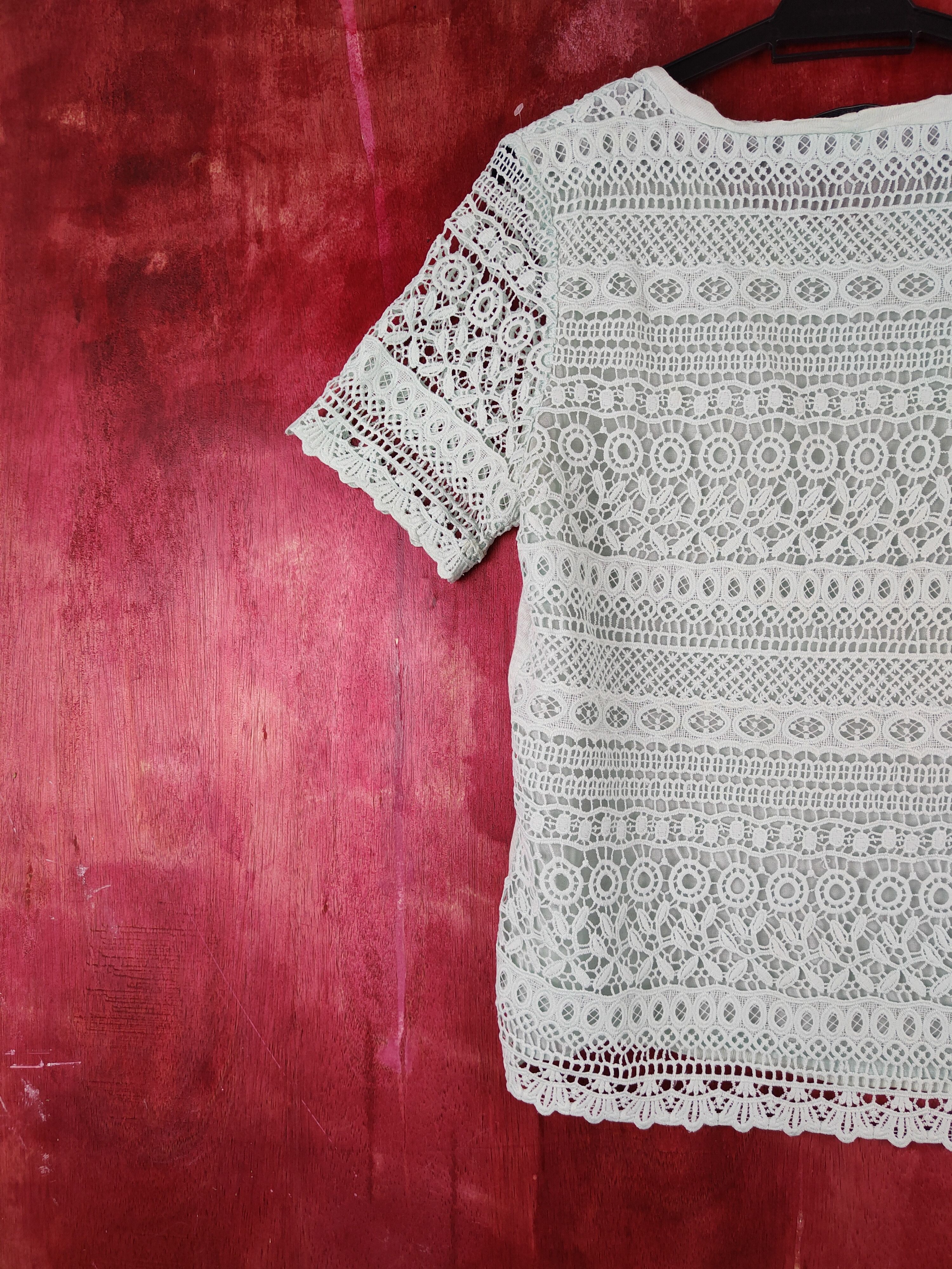 Japanese Brand Forever New Crochet Meshnet Short Sleeve T-shirt #S998 Size M / US 6-8 / IT 42-44 - 9 Thumbnail
