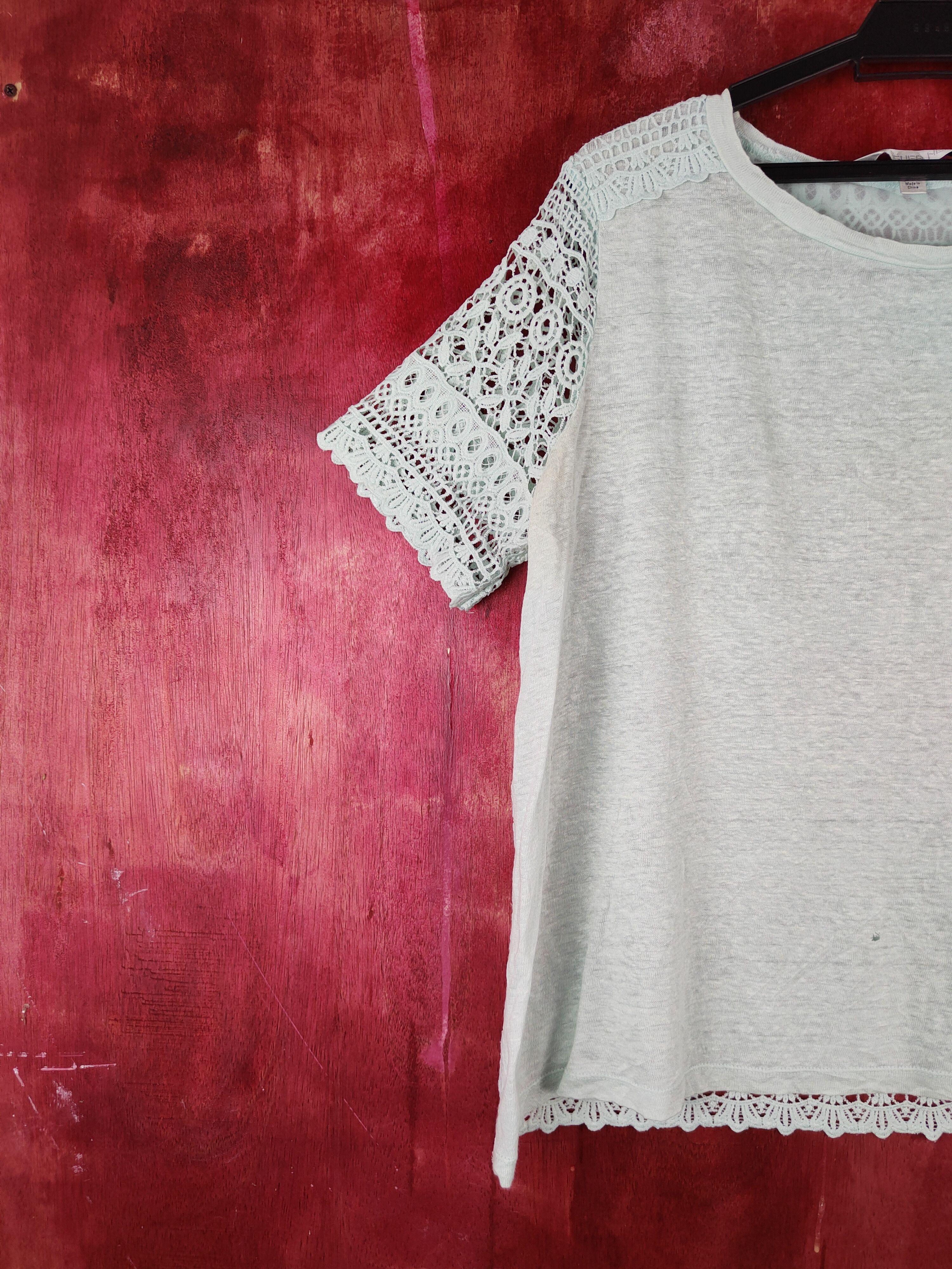 Japanese Brand Forever New Crochet Meshnet Short Sleeve T-shirt #S998 Size M / US 6-8 / IT 42-44 - 4 Thumbnail
