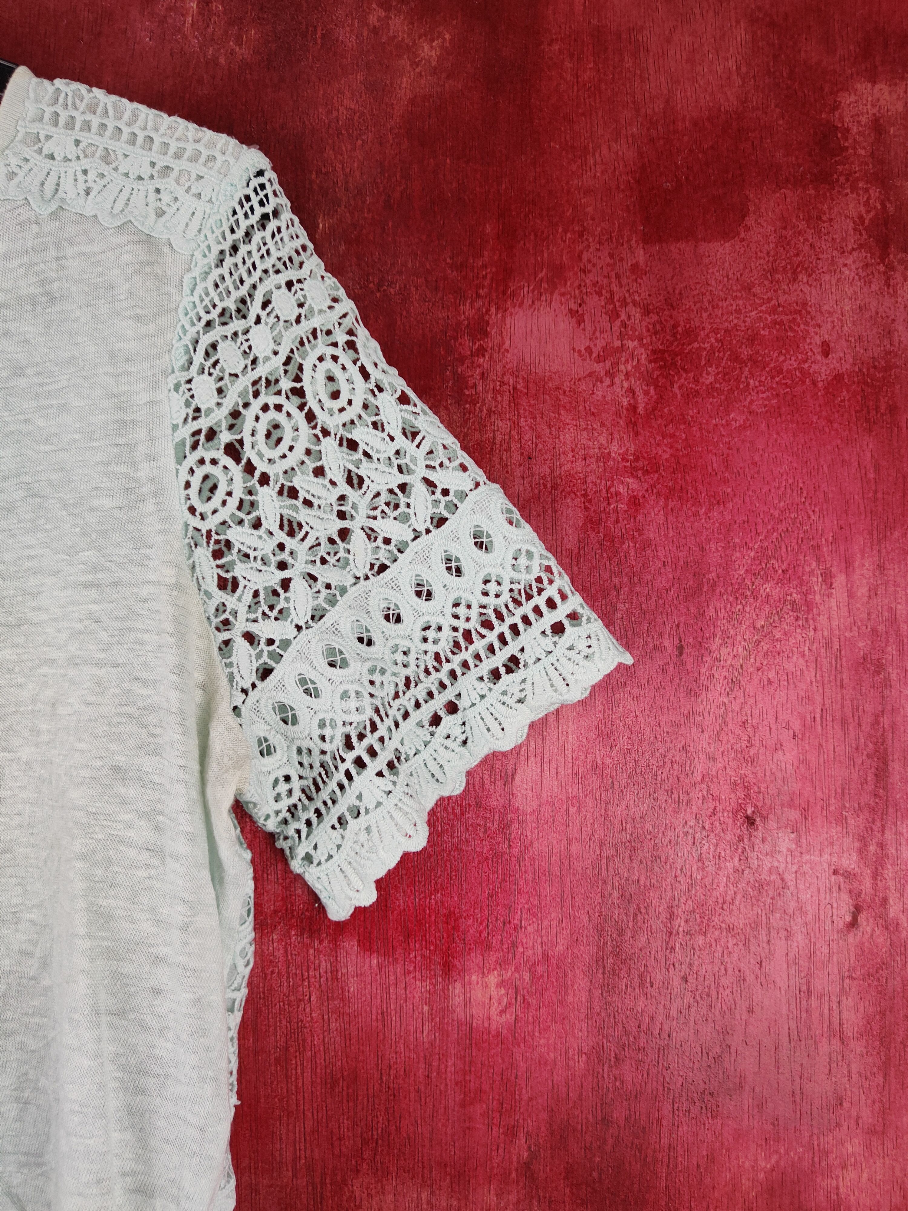 Japanese Brand Forever New Crochet Meshnet Short Sleeve T-shirt #S998 Size M / US 6-8 / IT 42-44 - 7 Thumbnail