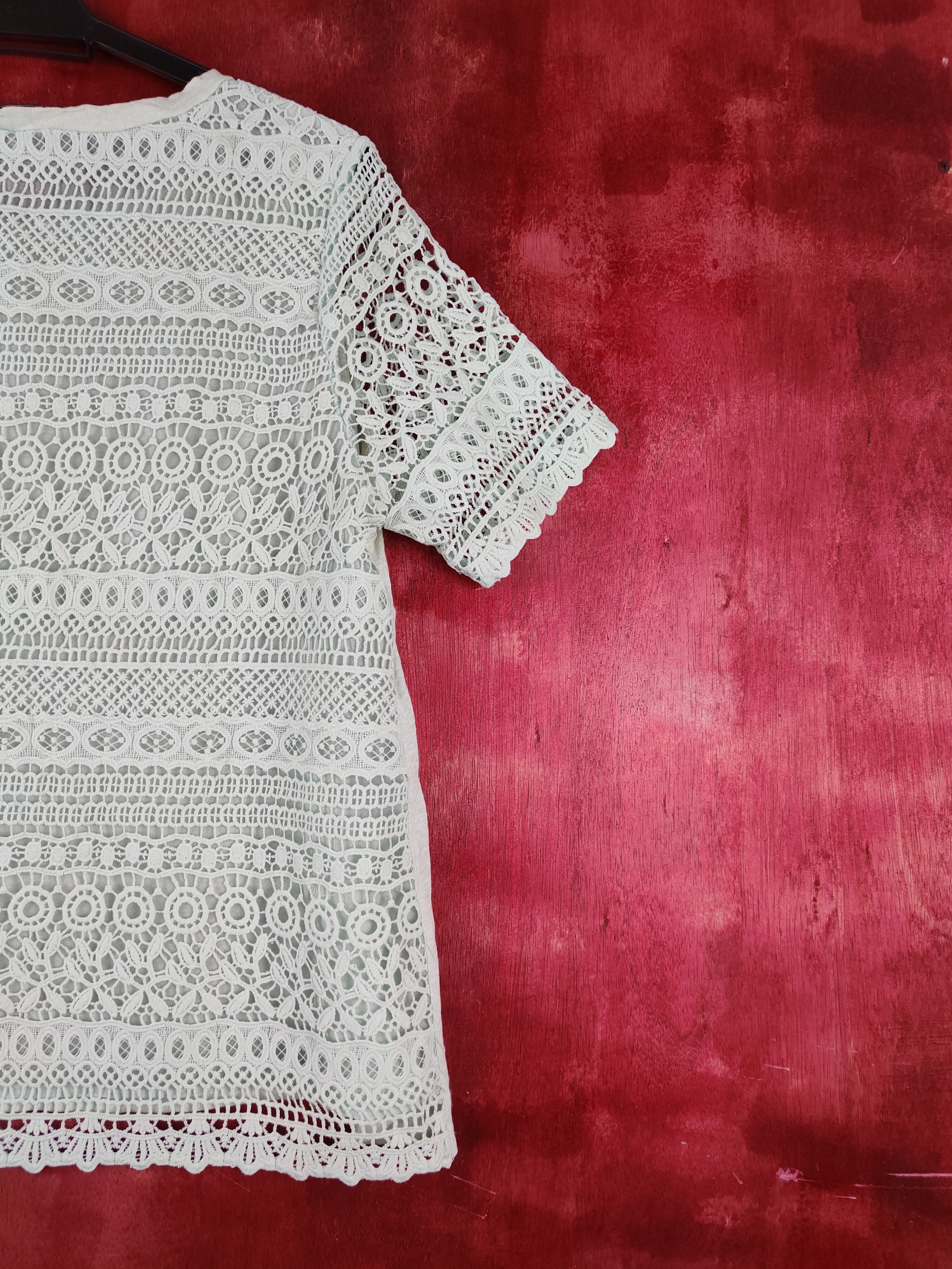 Japanese Brand Forever New Crochet Meshnet Short Sleeve T-shirt #S998 Size M / US 6-8 / IT 42-44 - 10 Thumbnail