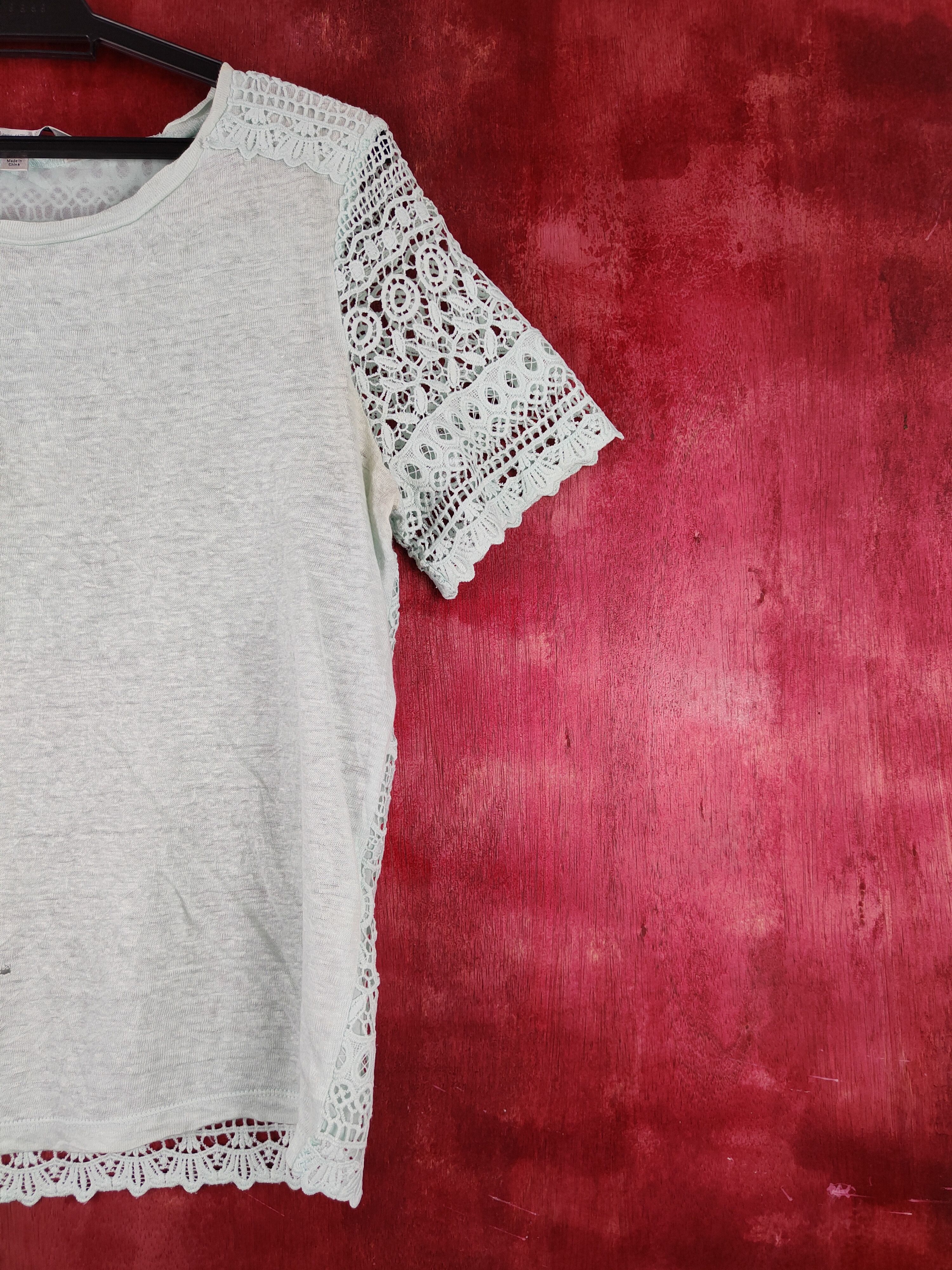 Japanese Brand Forever New Crochet Meshnet Short Sleeve T-shirt #S998 Size M / US 6-8 / IT 42-44 - 6 Thumbnail