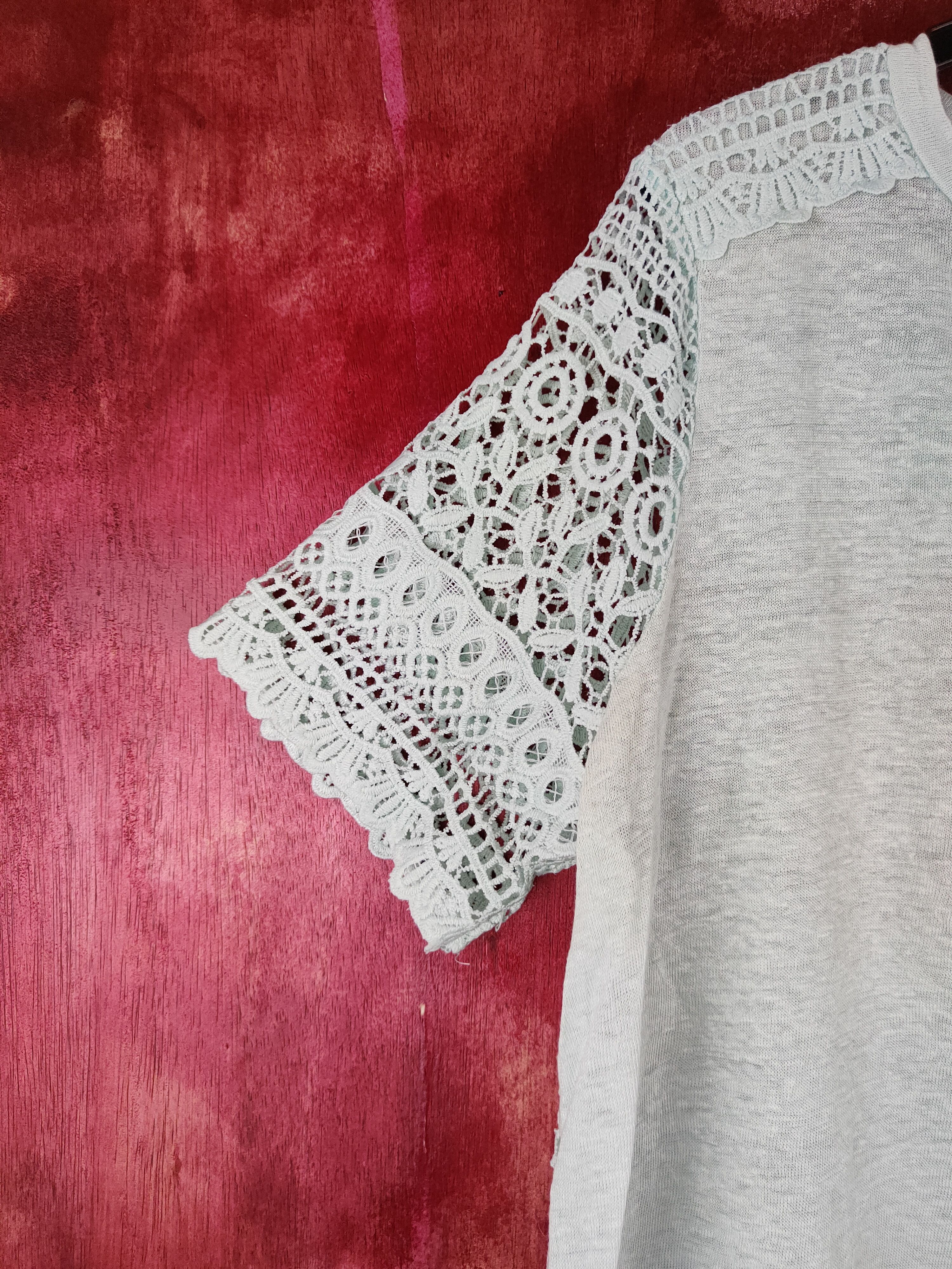Japanese Brand Forever New Crochet Meshnet Short Sleeve T-shirt #S998 Size M / US 6-8 / IT 42-44 - 5 Thumbnail