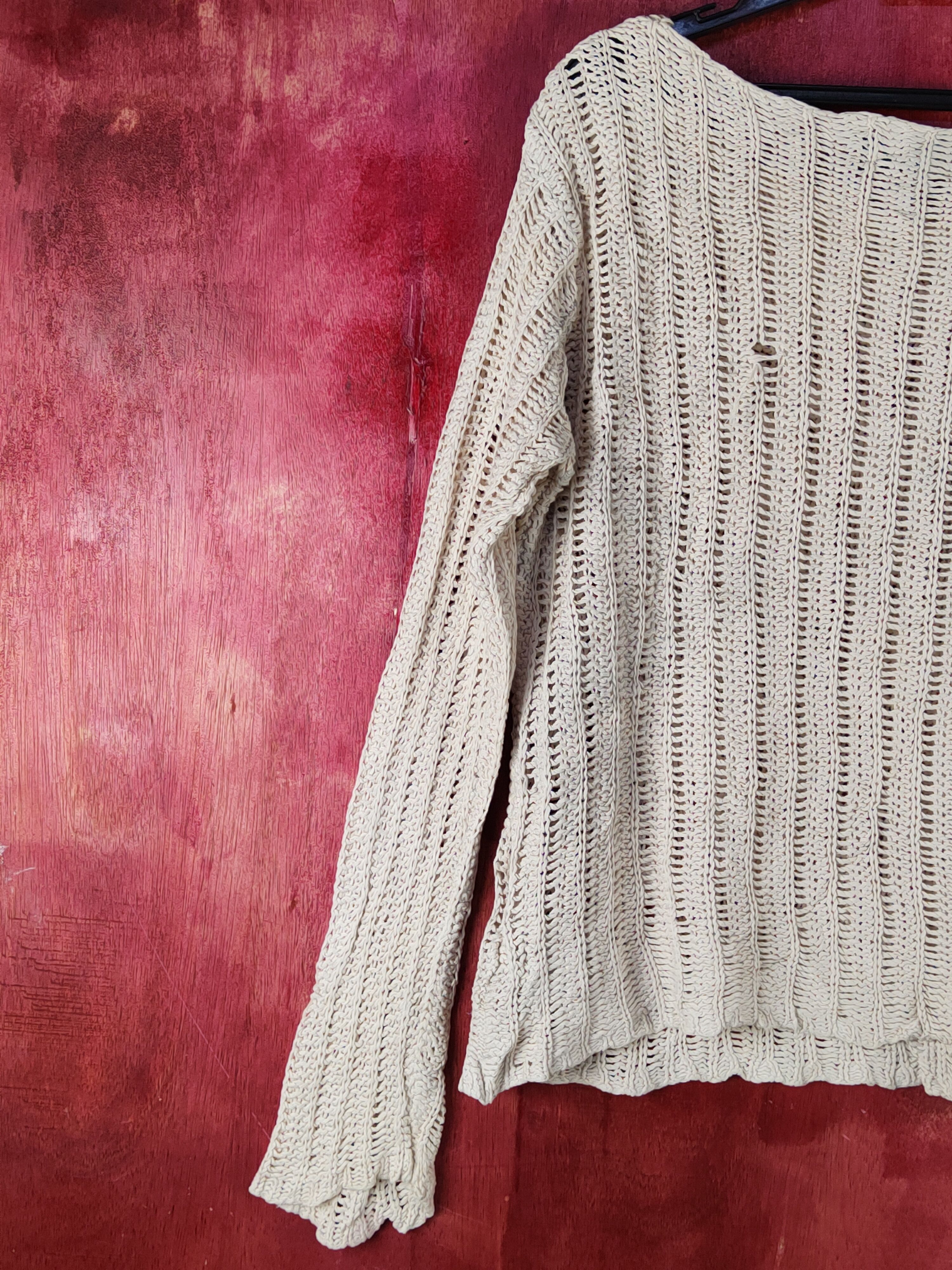 Japanese Brand Pingpong Beige Crochet Meshnet Knitwear Sweatshirt #S1013 Size M / US 6-8 / IT 42-44 - 7 Thumbnail