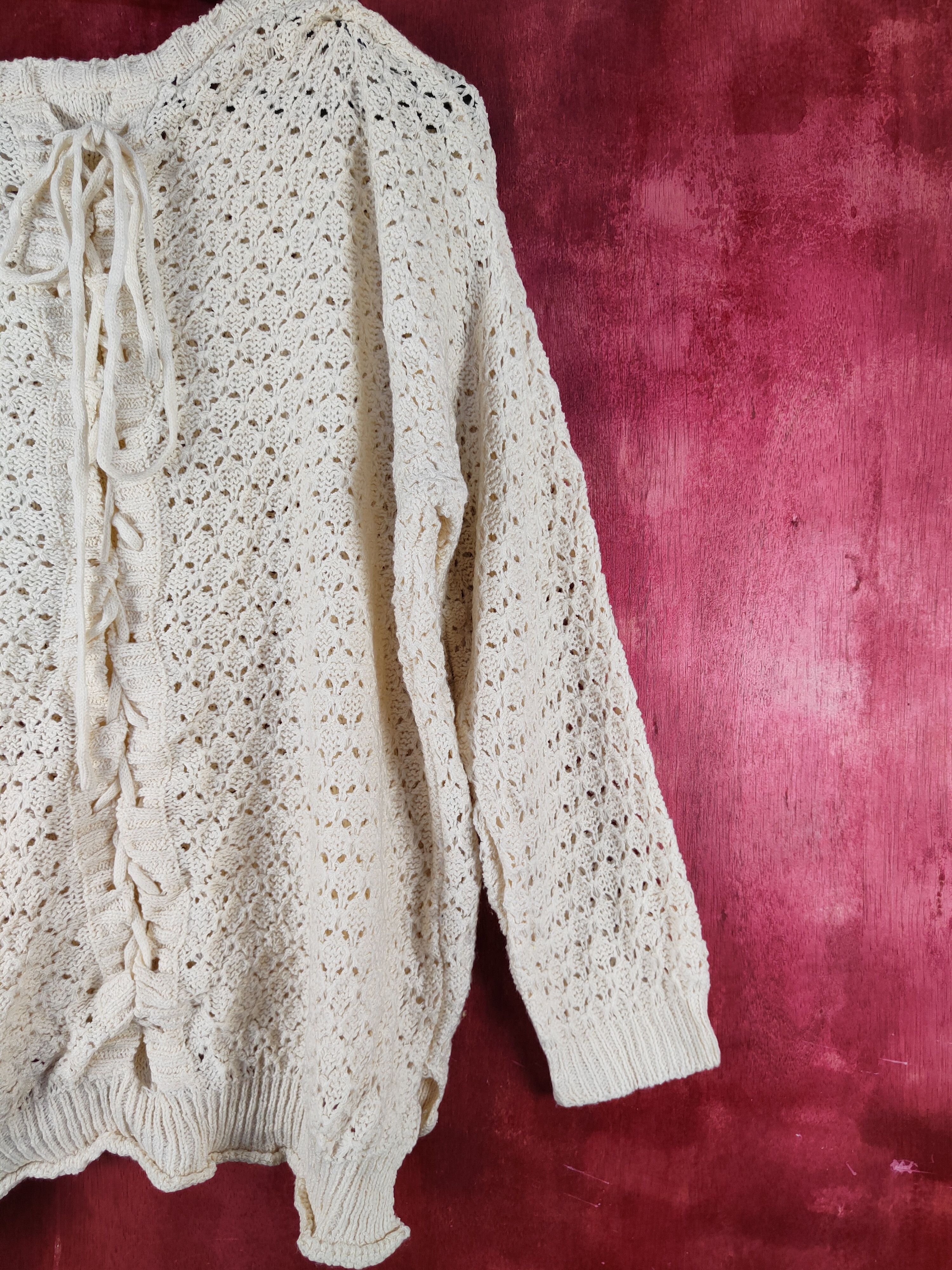 Japanese Brand Japanese Brand Cream Crochet Meshnet Knit Sweaters #S1018 Size L / US 10 / IT 46 - 9 Thumbnail
