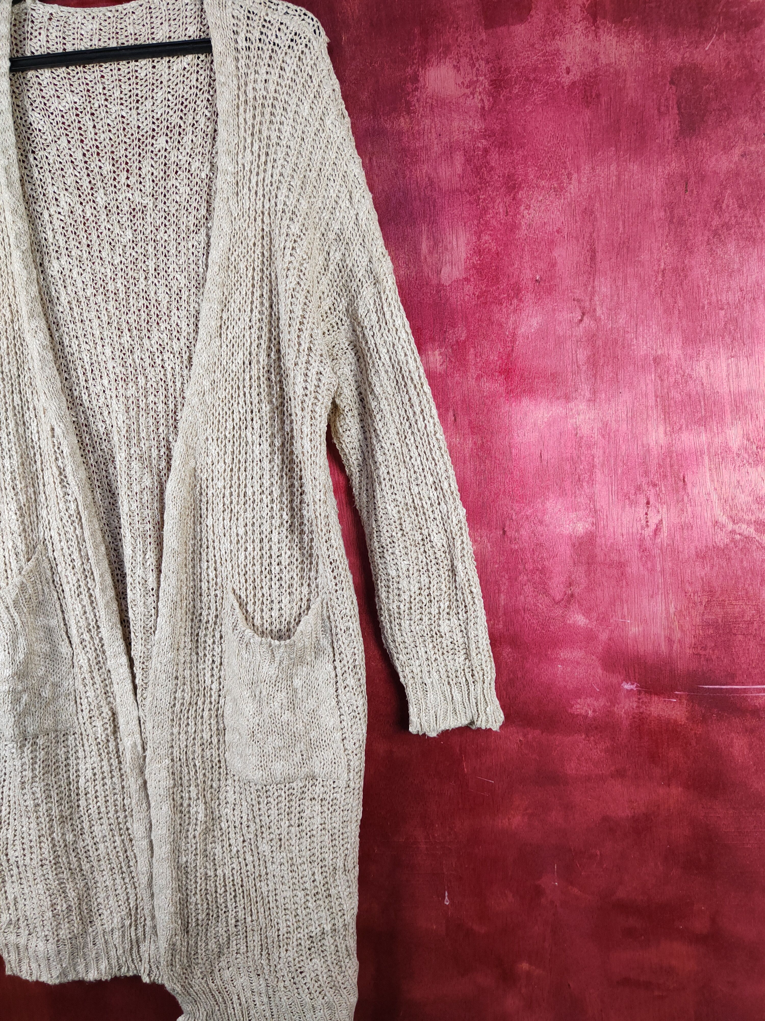 Homespun Knitwear Japanese Brand Beige Crochet Meshnet Knit Cardigan #S1019 Size L / US 10 / IT 46 - 5 Thumbnail