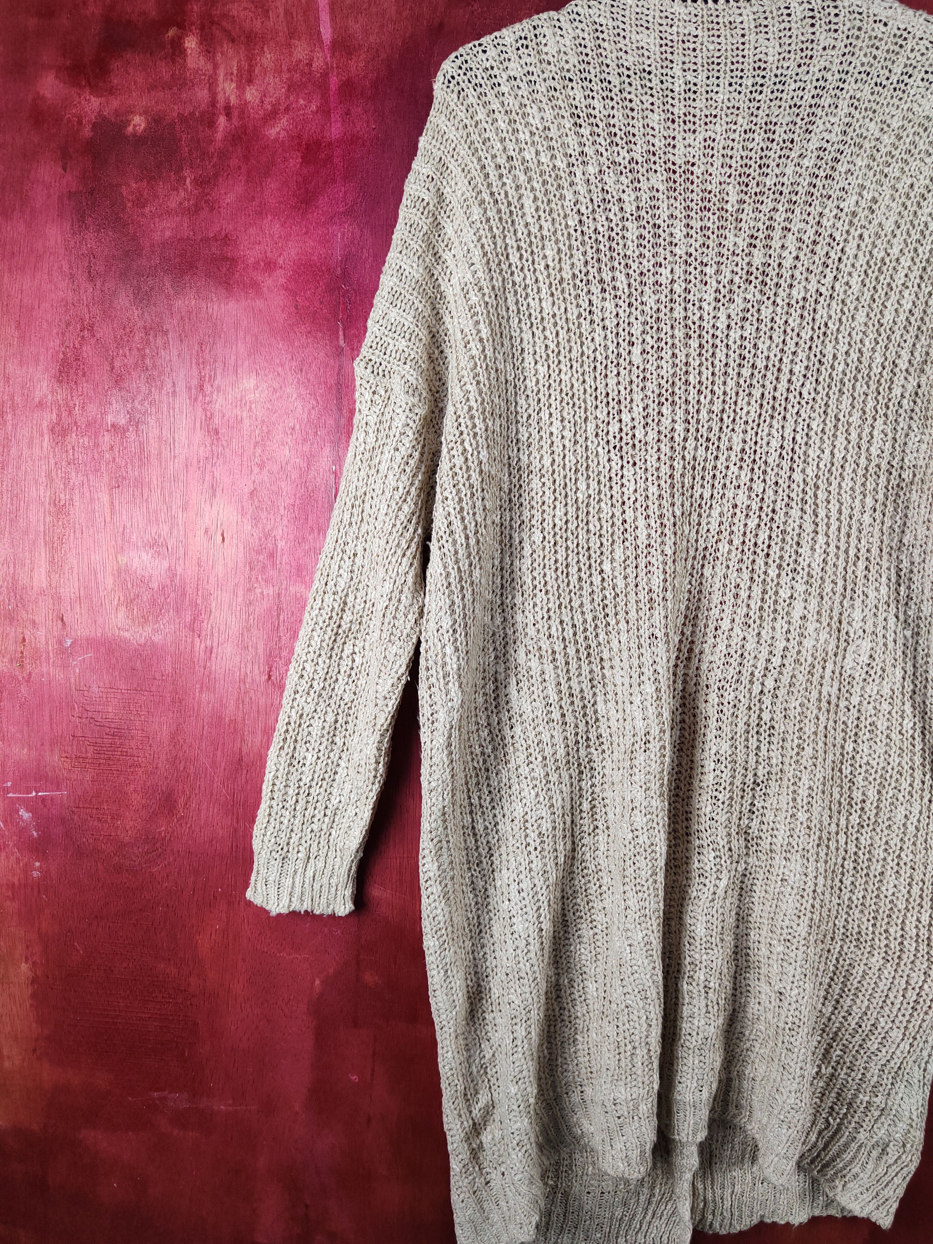 Homespun Knitwear Japanese Brand Beige Crochet Meshnet Knit Cardigan #S1019 Size L / US 10 / IT 46 - 8 Thumbnail