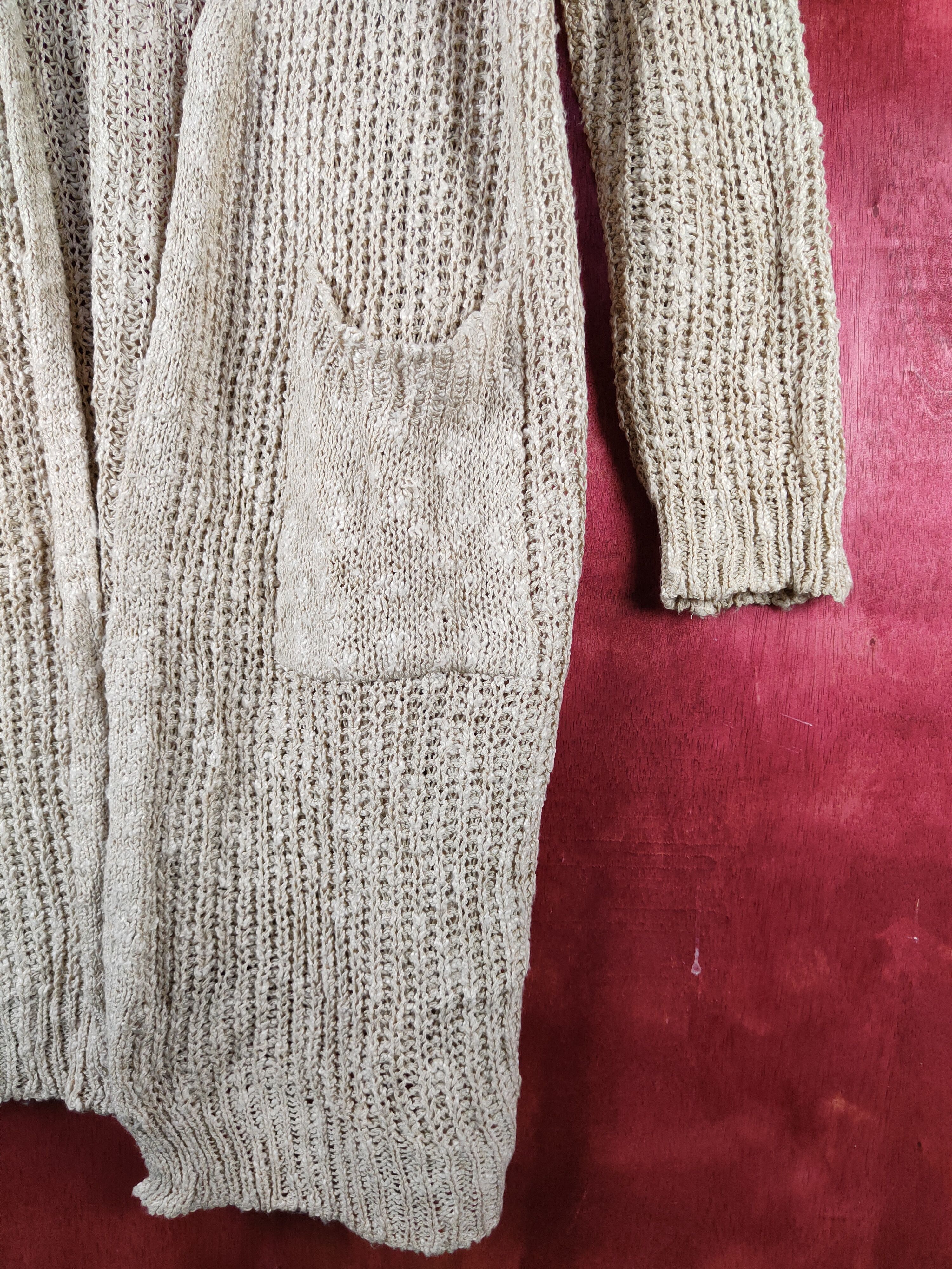 Homespun Knitwear Japanese Brand Beige Crochet Meshnet Knit Cardigan #S1019 Size L / US 10 / IT 46 - 6 Thumbnail