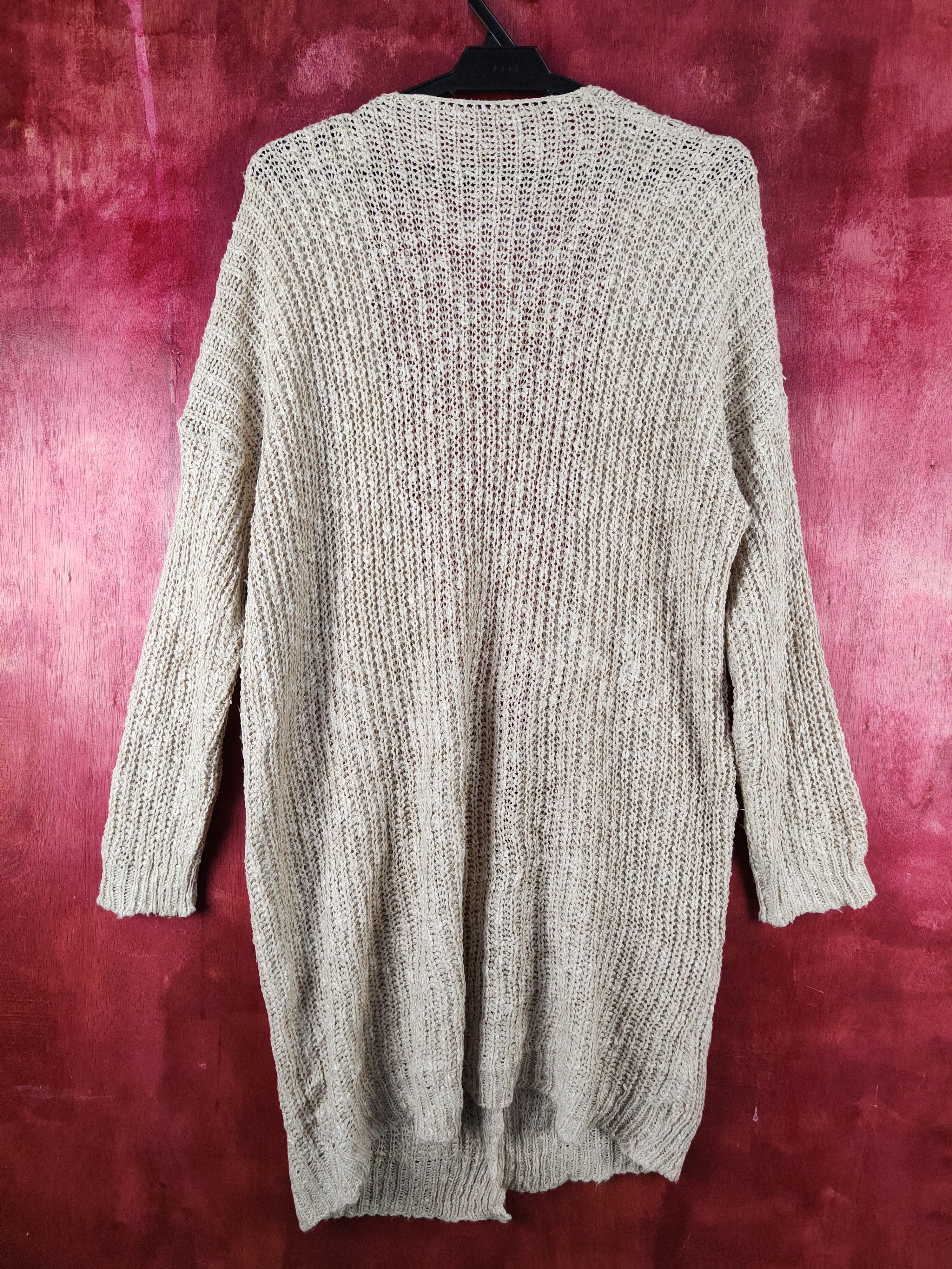 Homespun Knitwear Japanese Brand Beige Crochet Meshnet Knit Cardigan #S1019 Size L / US 10 / IT 46 - 7 Thumbnail