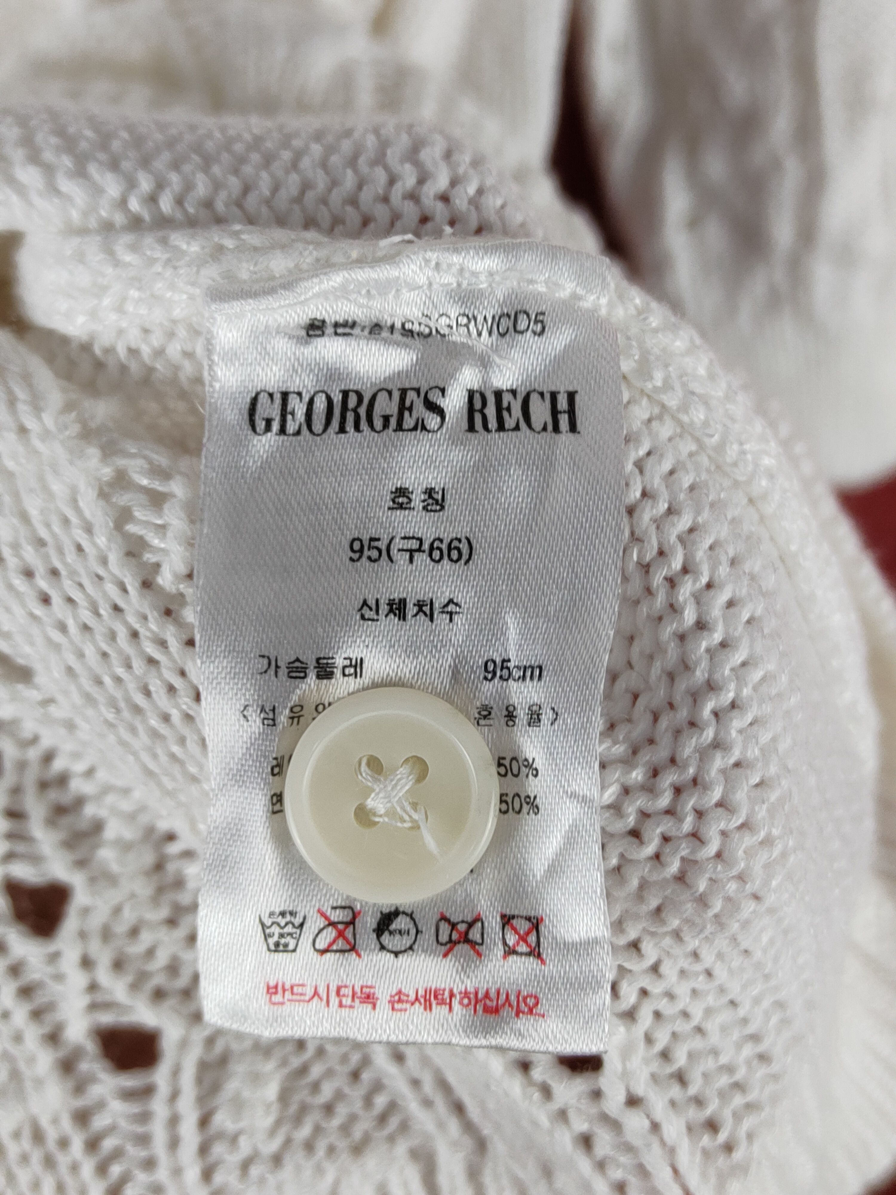 Homespun Knitwear Georges Rech White Crochet Meshnet Knitwear Cardigan #S1023 Size M / US 6-8 / IT 42-44 - 9 Thumbnail