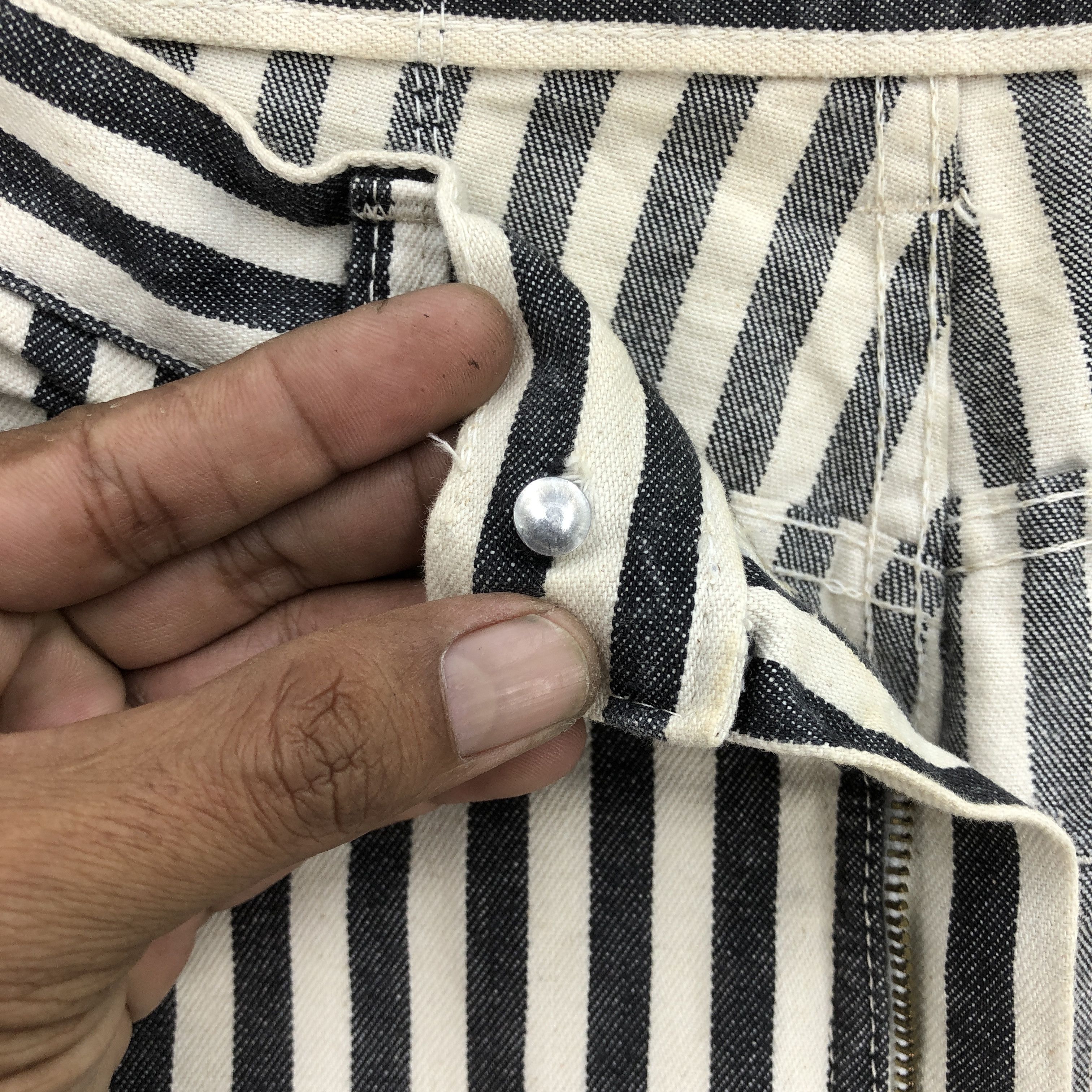 Vintage Vintage Country People Jeans Stripe Prison Denim Pants Size 28" / US 6 / IT 42 - 7 Thumbnail