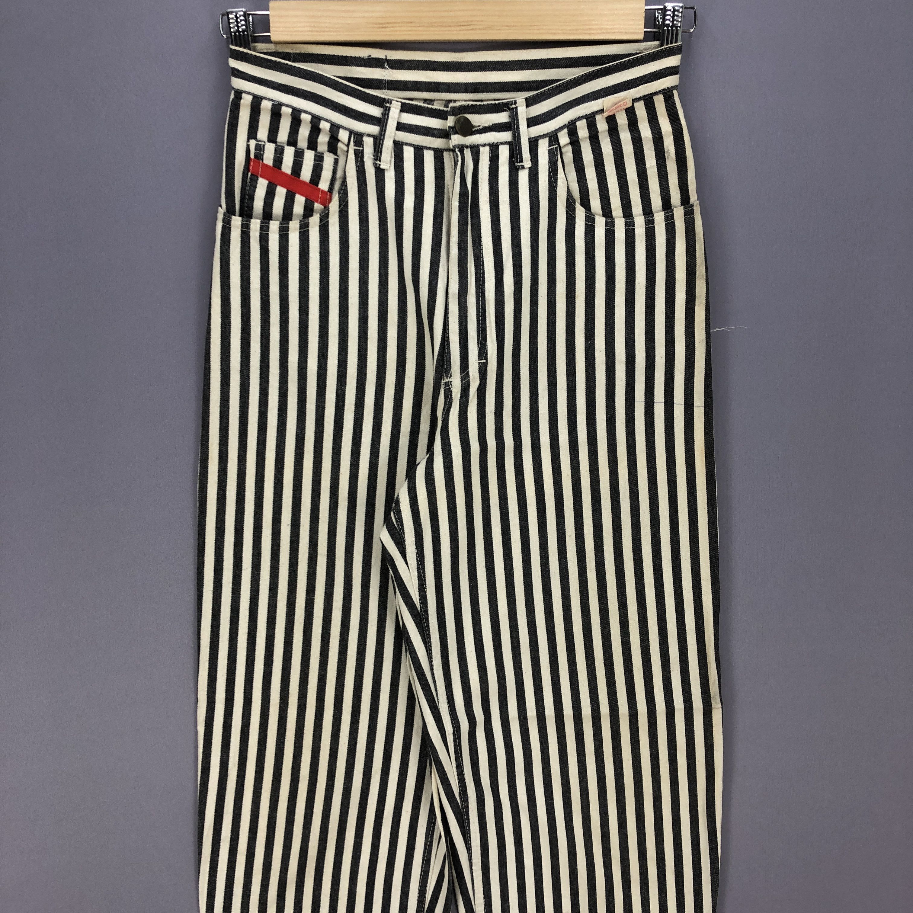 Vintage Vintage Country People Jeans Stripe Prison Denim Pants Size 28" / US 6 / IT 42 - 3 Thumbnail