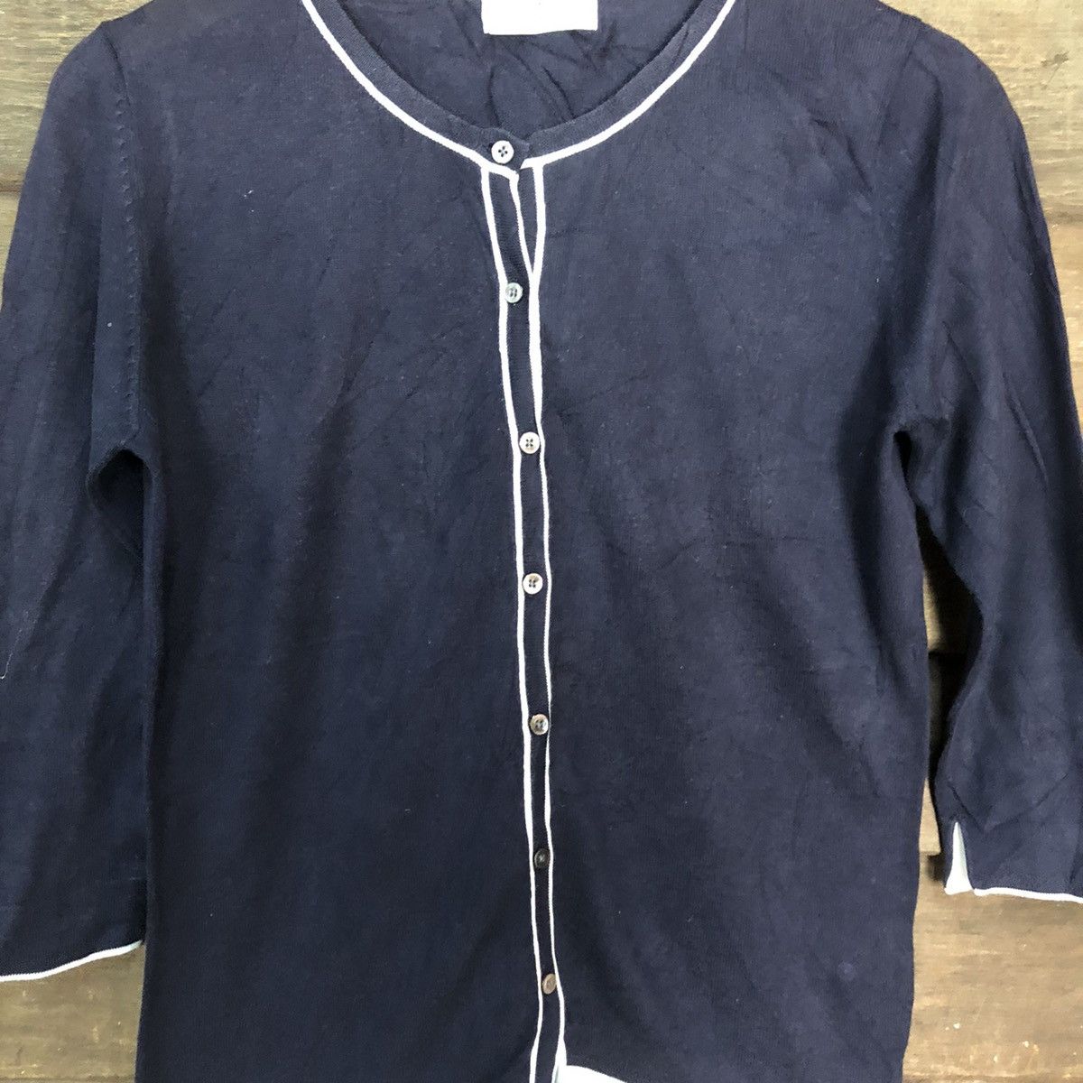 J. Press J Press Dark Blue Patterned Cardigans #7232 Size S / US 4 / IT 40 - 5 Thumbnail