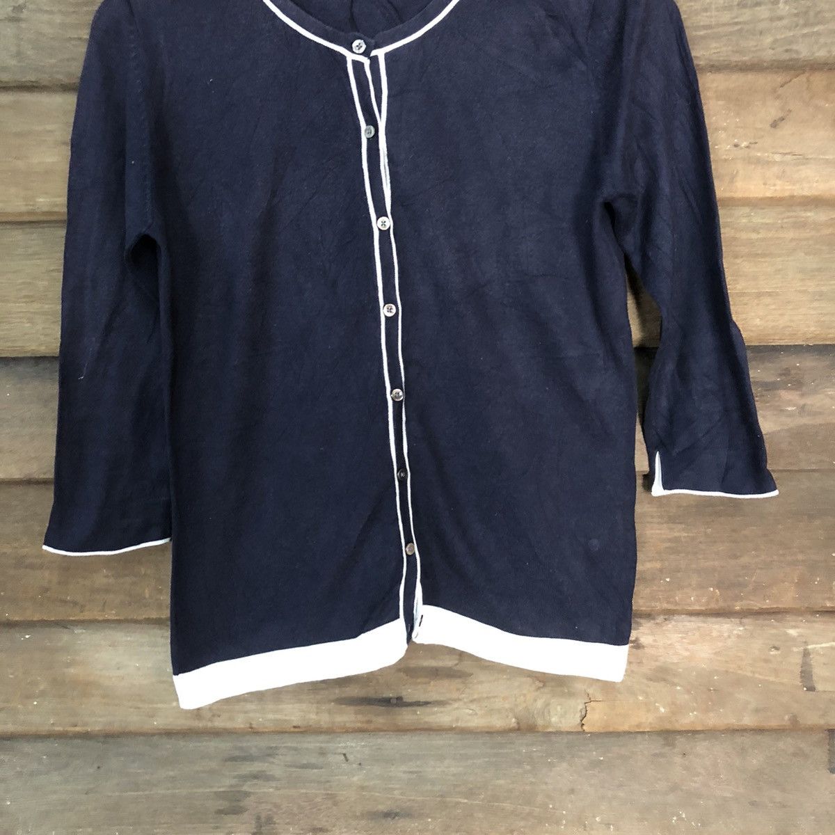 J. Press J Press Dark Blue Patterned Cardigans #7232 Size S / US 4 / IT 40 - 3 Thumbnail