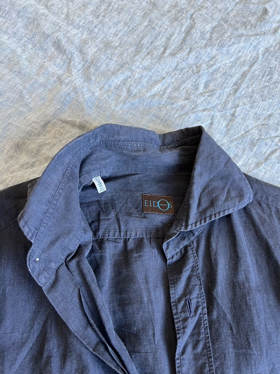 Eidos Napoli Navy Italian Linen Work Shirt Size US L / EU 52-54 / 3 - 4 Thumbnail
