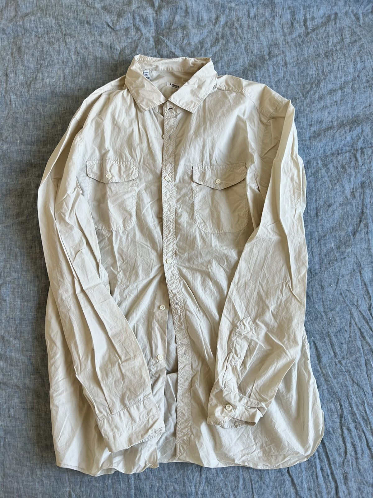 Eidos Napoli Silky Cotton Ecru Utility Work Shirt Size US L / EU 52-54 / 3 - 5 Thumbnail