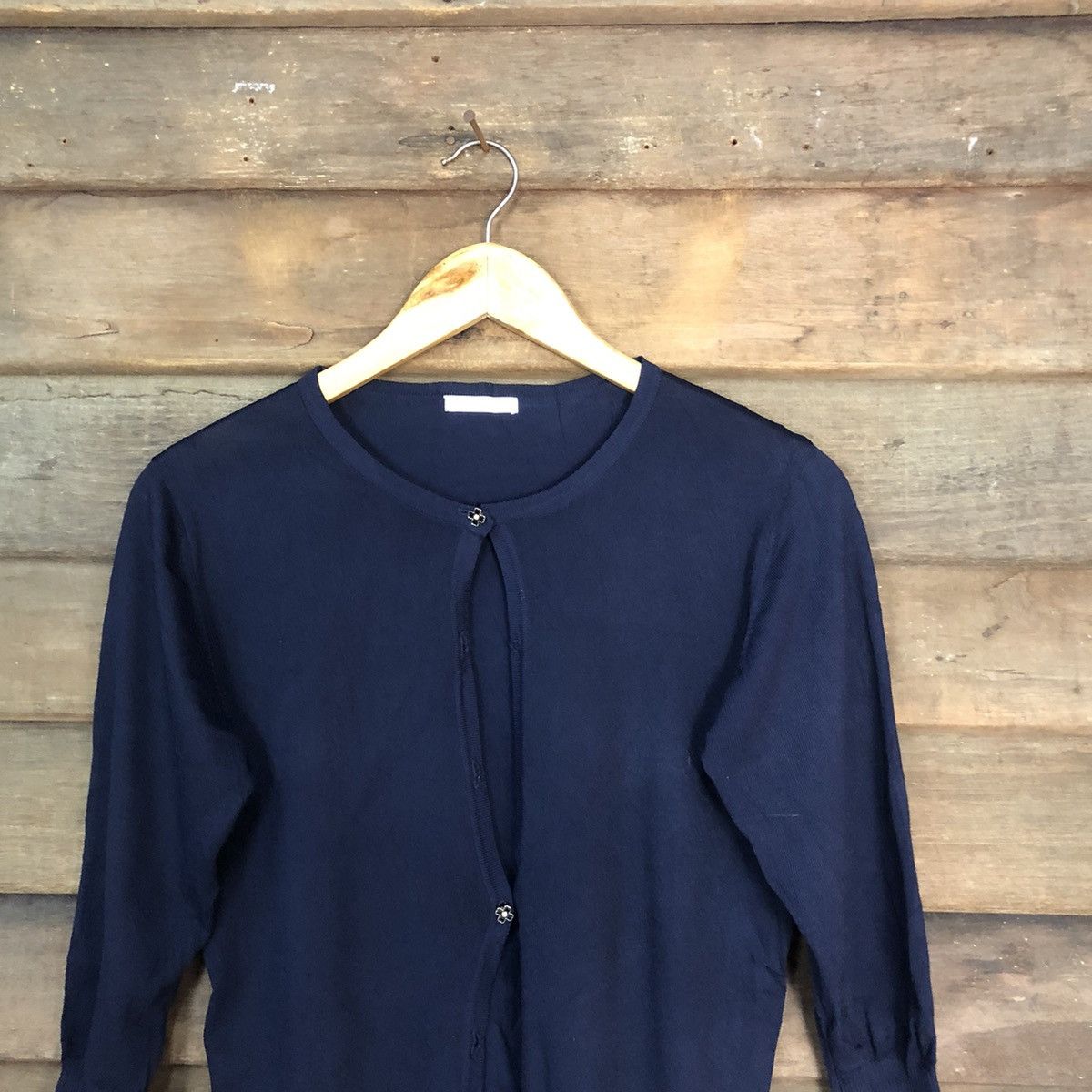 Japanese Brand Cinema Club Dark Blue Patterned Cardigans #7244 Size M / US 6-8 / IT 42-44 - 2 Thumbnail