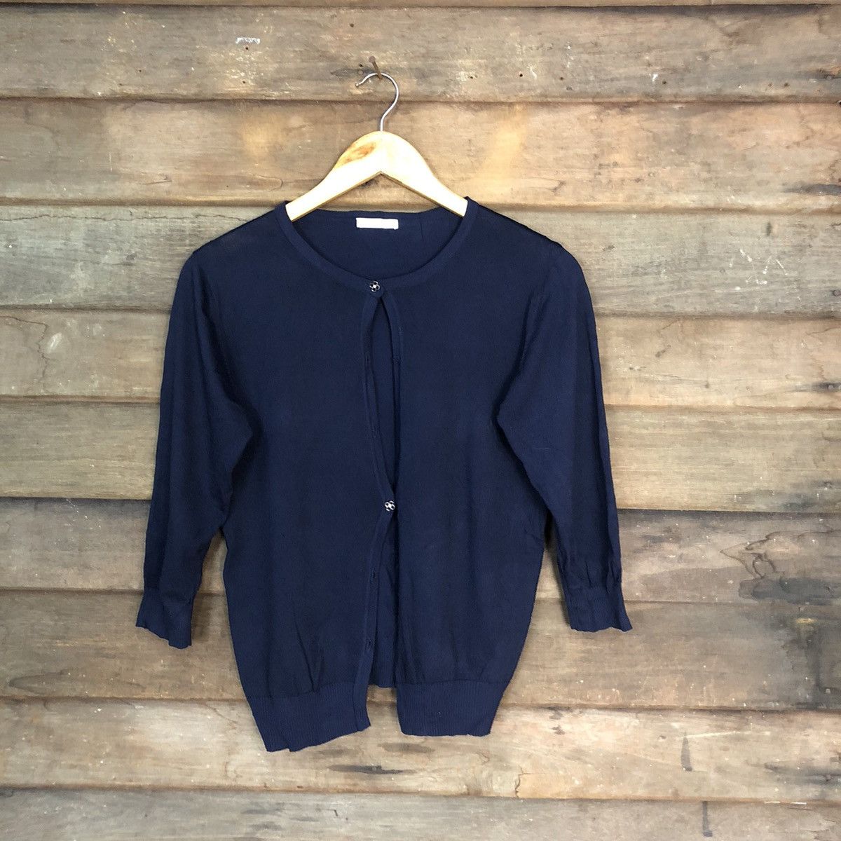Japanese Brand Cinema Club Dark Blue Patterned Cardigans #7244 Size M / US 6-8 / IT 42-44 - 1 Thumbnail