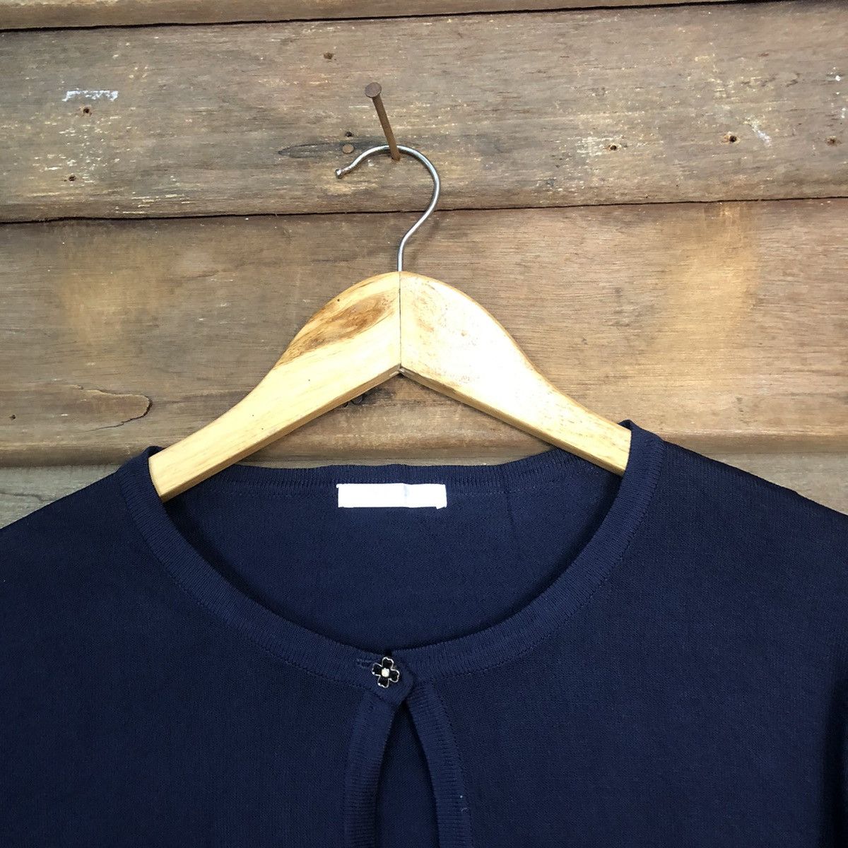 Japanese Brand Cinema Club Dark Blue Patterned Cardigans #7244 Size M / US 6-8 / IT 42-44 - 4 Thumbnail