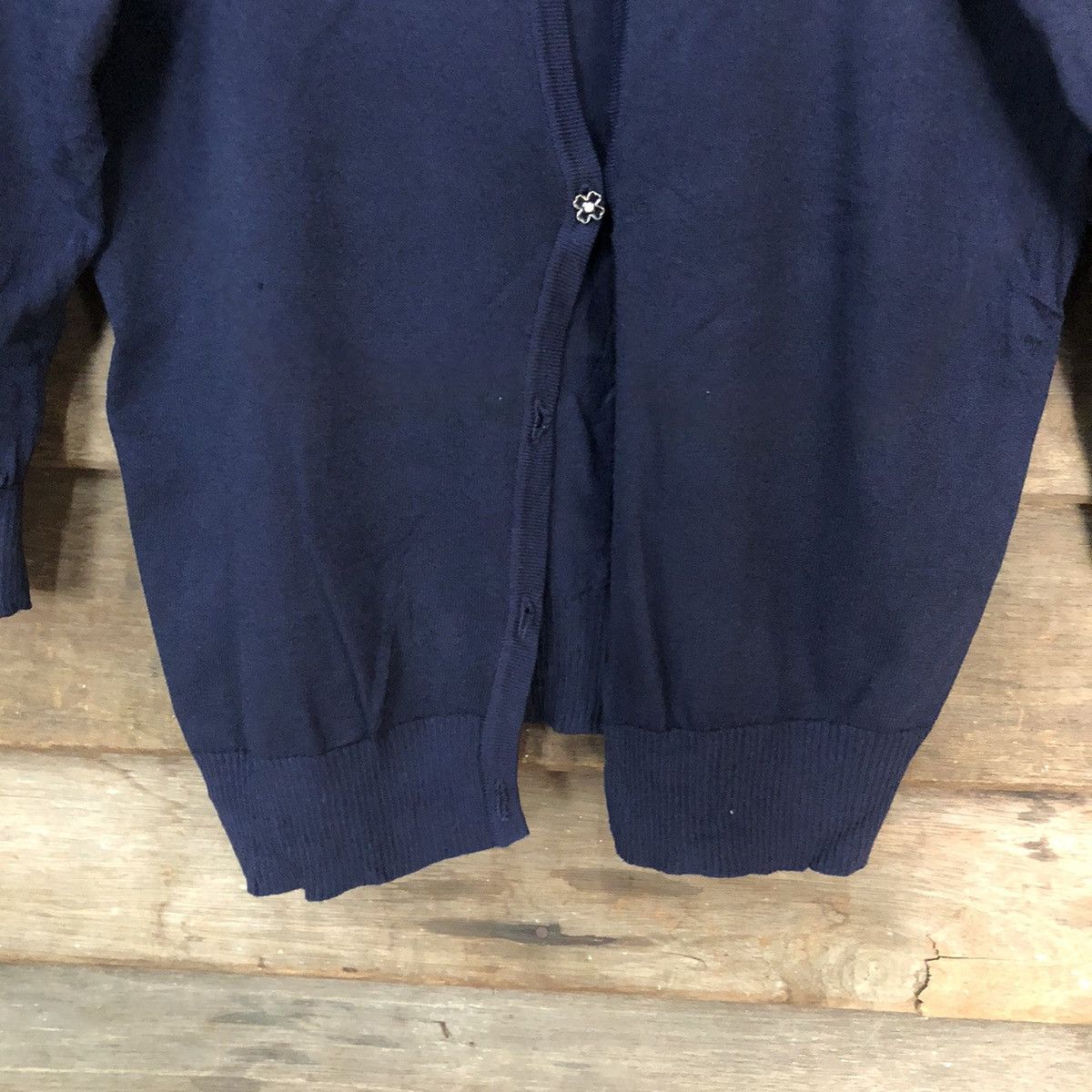 Japanese Brand Cinema Club Dark Blue Patterned Cardigans #7244 Size M / US 6-8 / IT 42-44 - 6 Thumbnail
