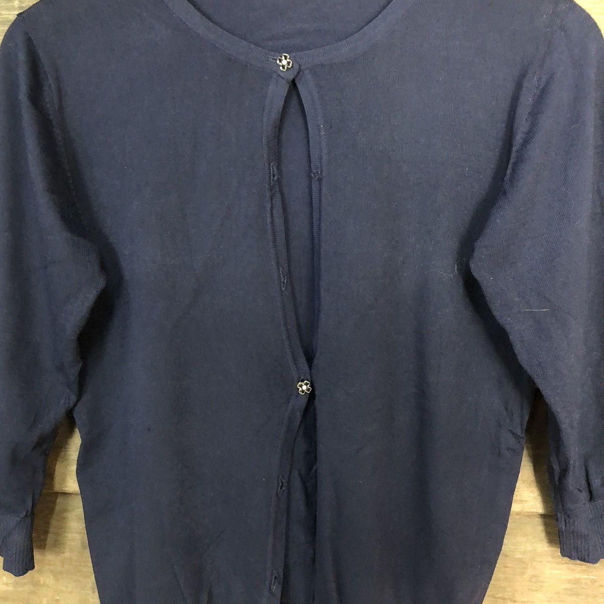 Japanese Brand Cinema Club Dark Blue Patterned Cardigans #7244 Size M / US 6-8 / IT 42-44 - 5 Thumbnail