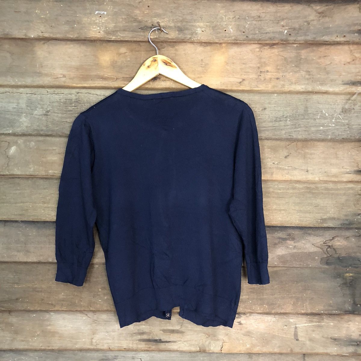 Japanese Brand Cinema Club Dark Blue Patterned Cardigans #7244 Size M / US 6-8 / IT 42-44 - 9 Thumbnail