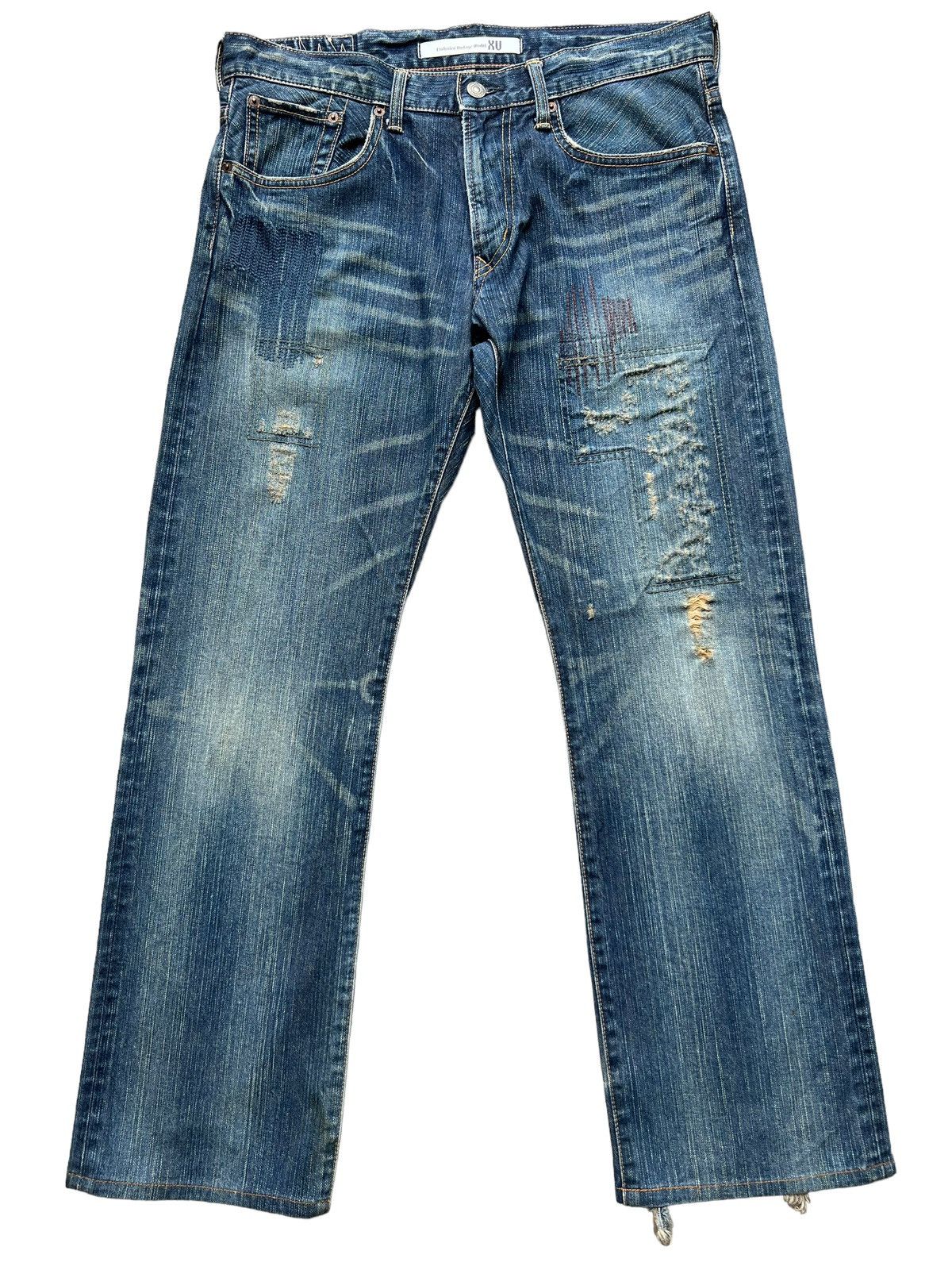 Edwin Vintage Edwin XV Patch Work Jeans Distressed Jeans 34x30 Size US 34 / EU 50 - 2 Thumbnail