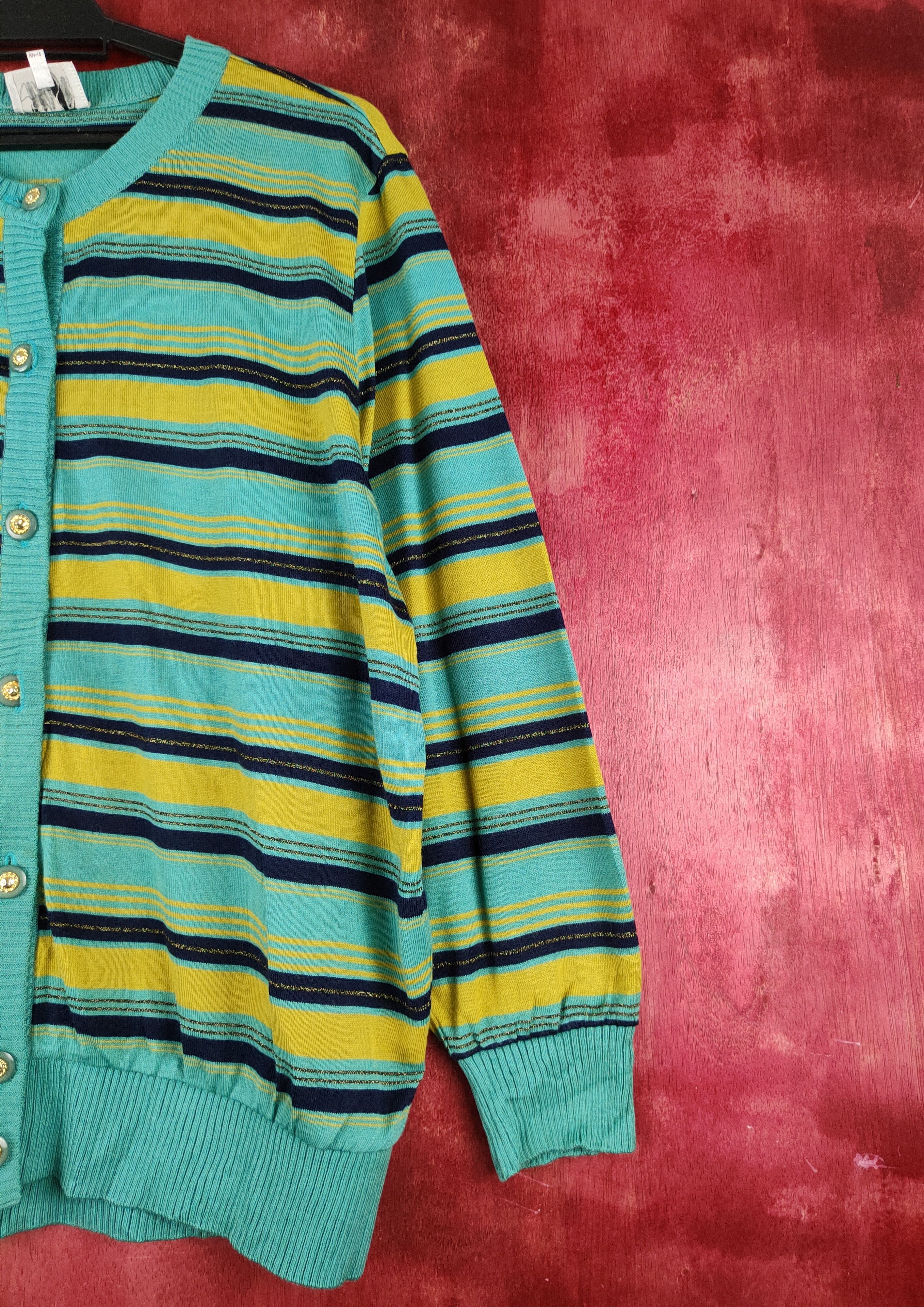 Vintage Corso Green Mustard Knitwear Cardigan #S1051 Size XL / US 12-14 / IT 48-50 - 4 Thumbnail