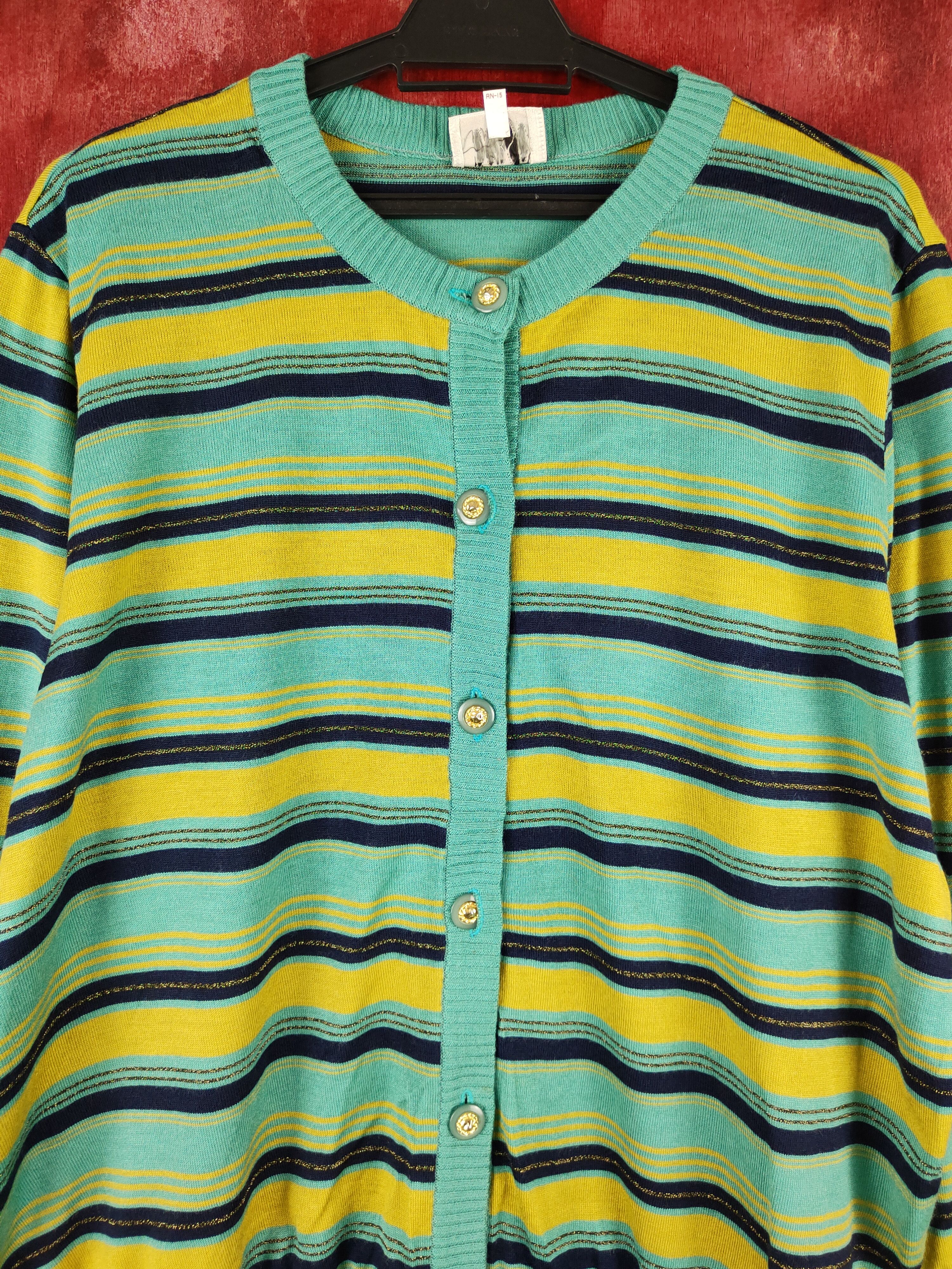 Vintage Corso Green Mustard Knitwear Cardigan #S1051 Size XL / US 12-14 / IT 48-50 - 2 Thumbnail