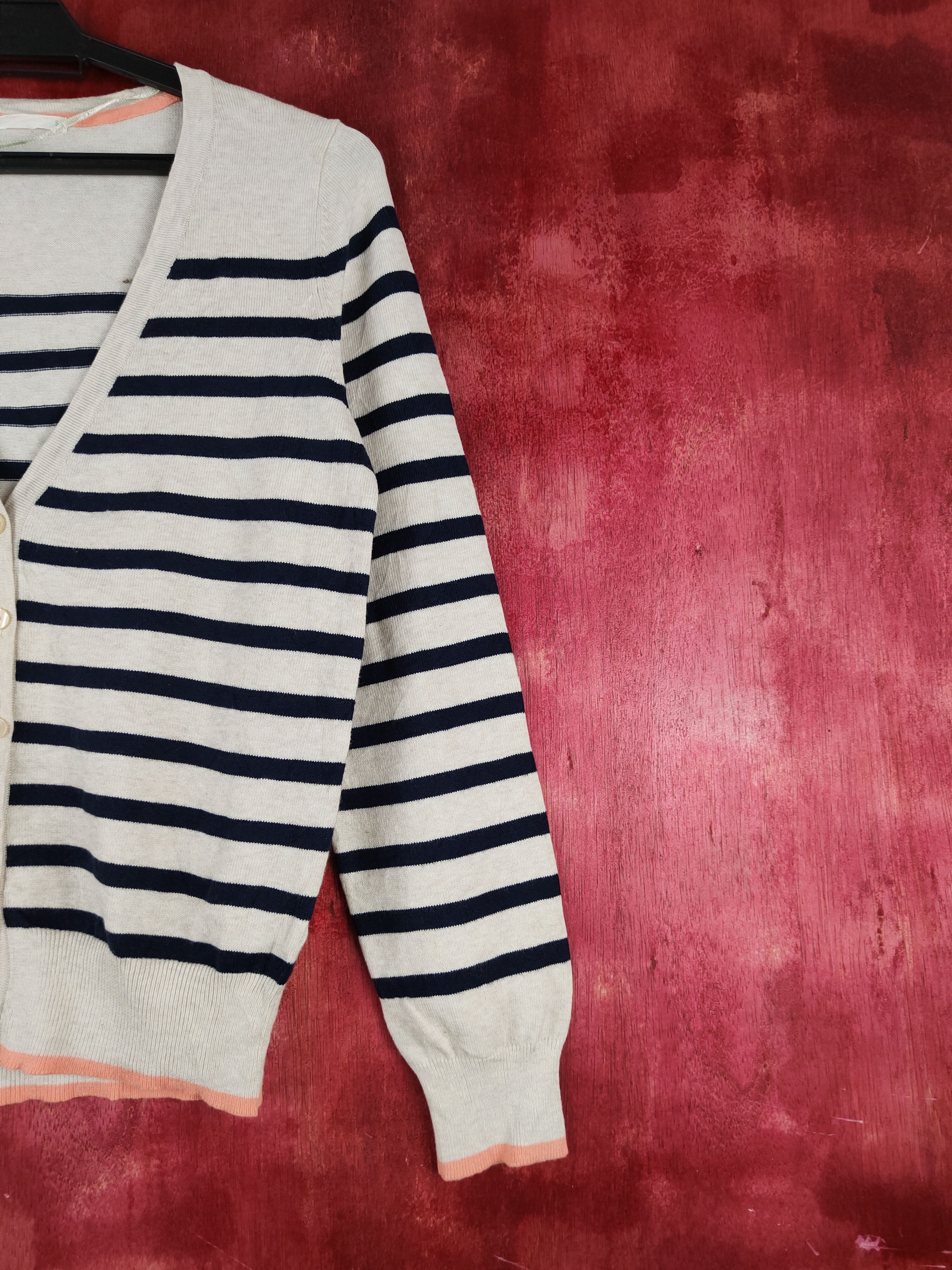 GU GU Navy Cream Stripe Knitwear Cardigan #S1056 Size S / US 4 / IT 40 - 5 Thumbnail