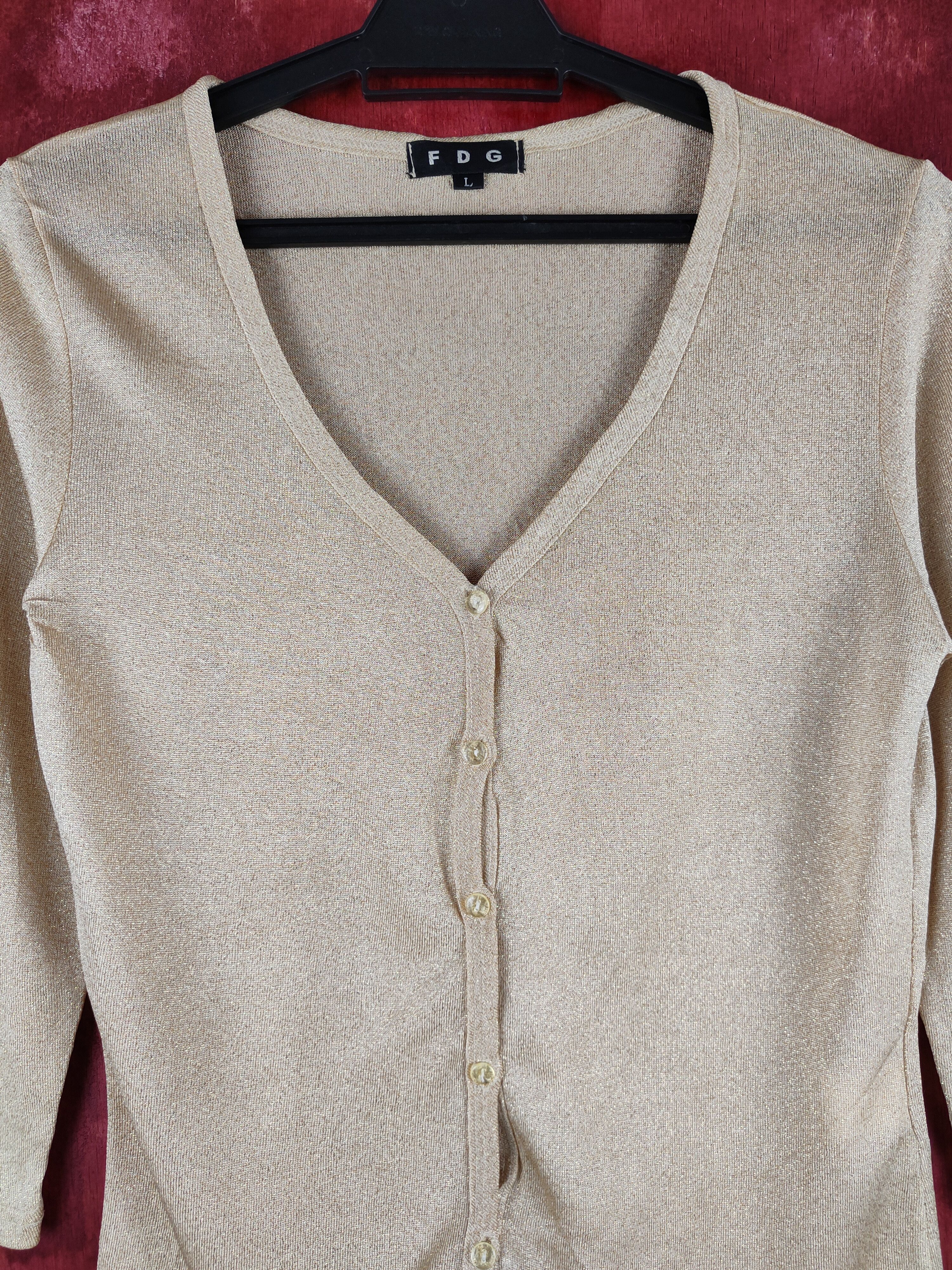 Japanese Brand × Vintage FDG Gold Shining Cardigan #S1059 Size M / US 6-8 / IT 42-44 - 2 Thumbnail
