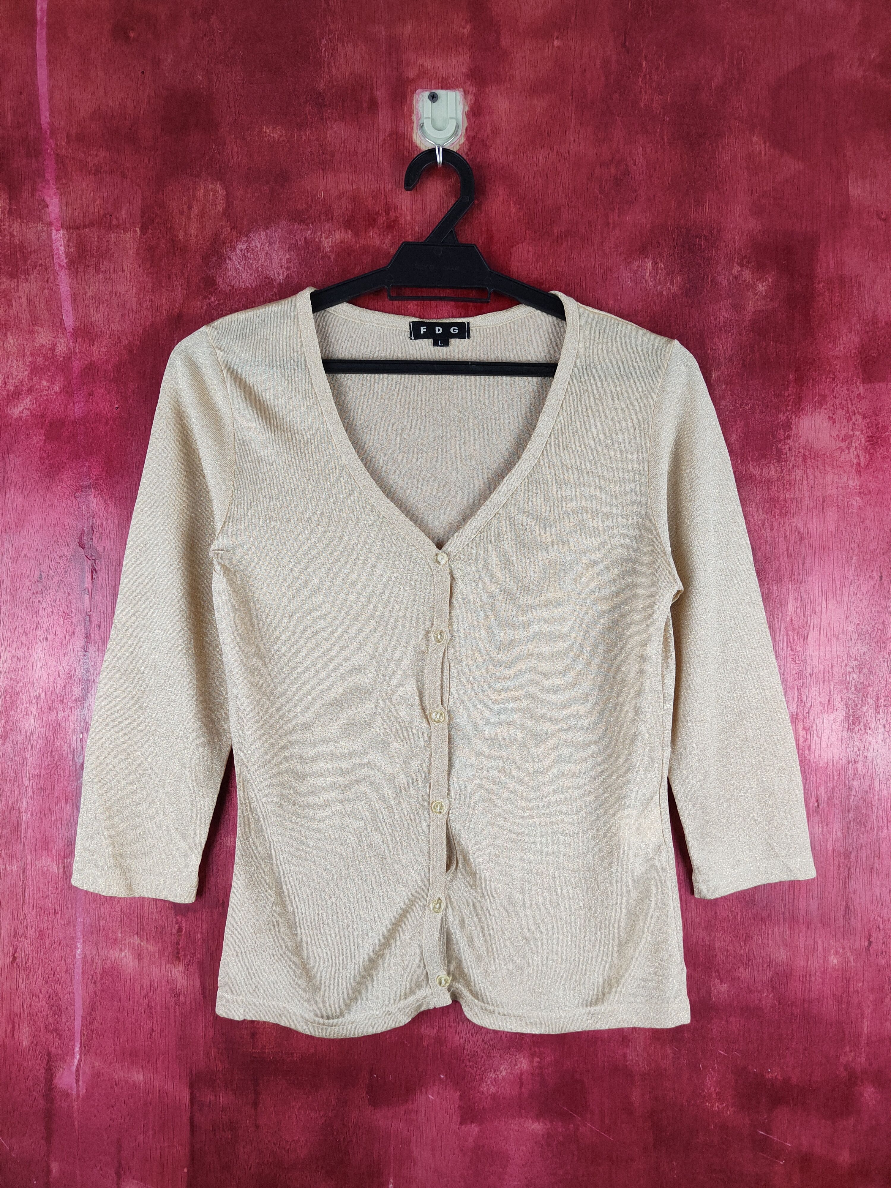 Japanese Brand × Vintage FDG Gold Shining Cardigan #S1059 Size M / US 6-8 / IT 42-44 - 1 Thumbnail
