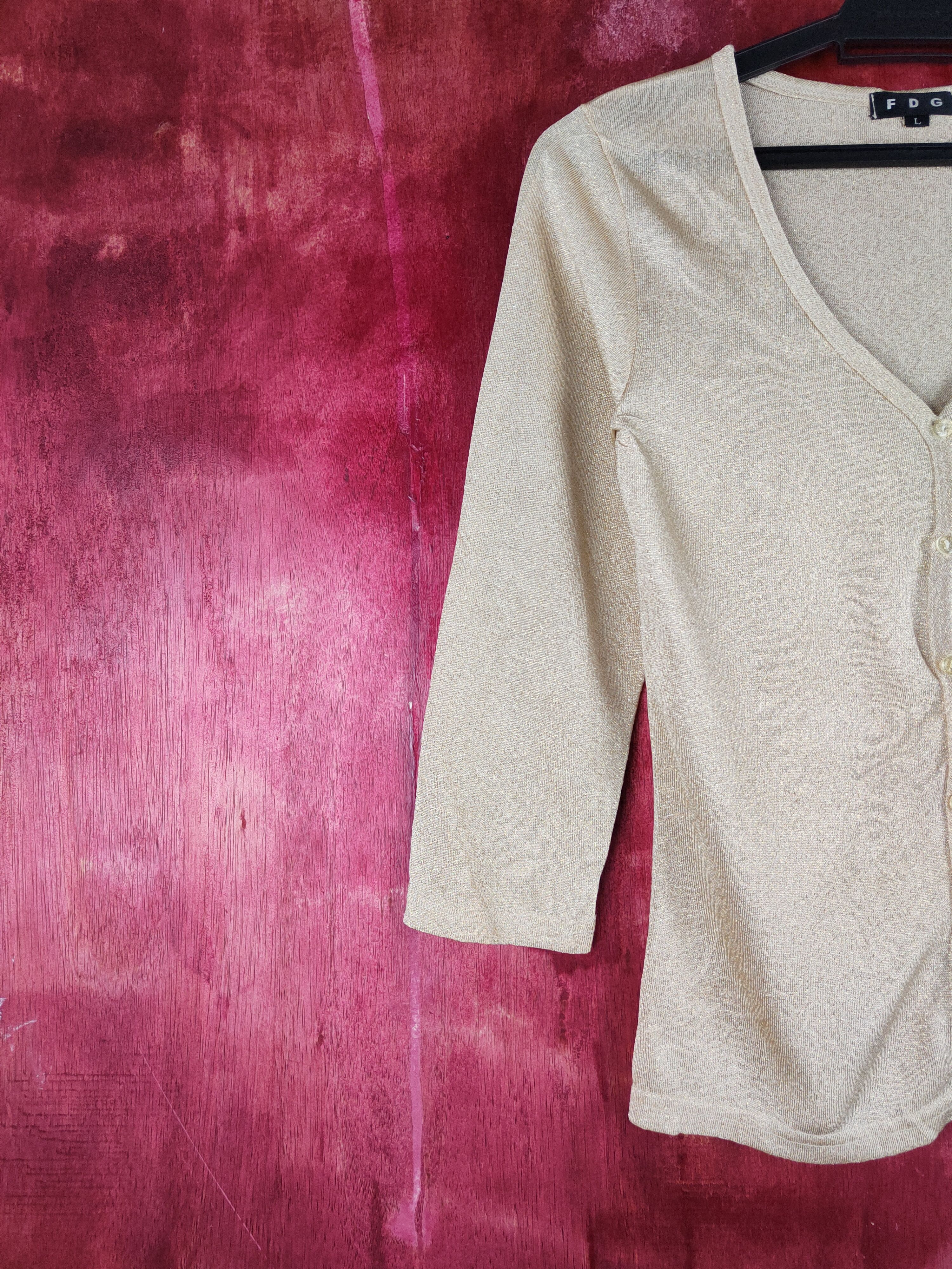 Japanese Brand × Vintage FDG Gold Shining Cardigan #S1059 Size M / US 6-8 / IT 42-44 - 3 Thumbnail