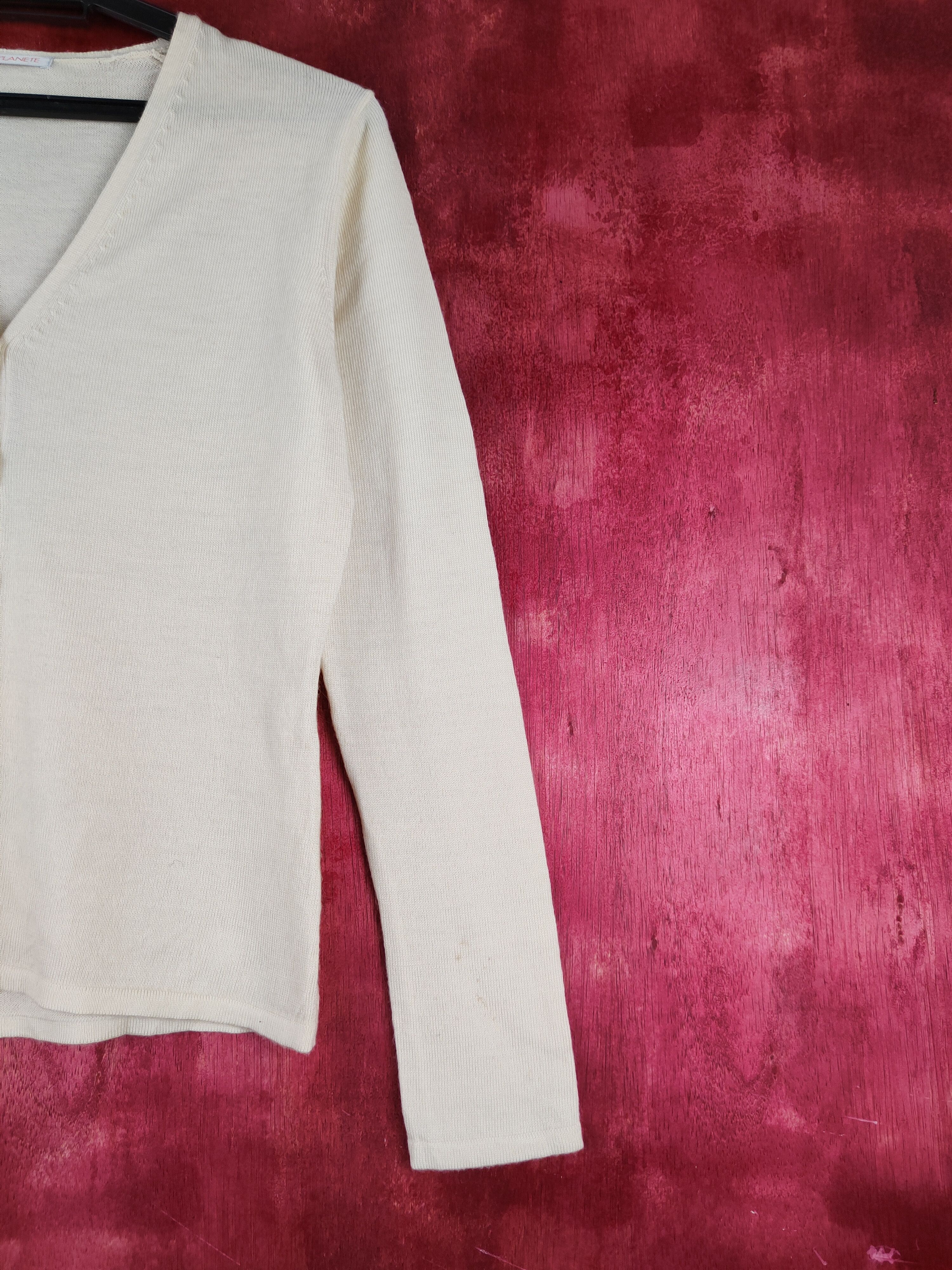 Japanese Brand Elle Planete Cream Knitwear Cardigan #S1060 Size S / US 4 / IT 40 - 5 Thumbnail