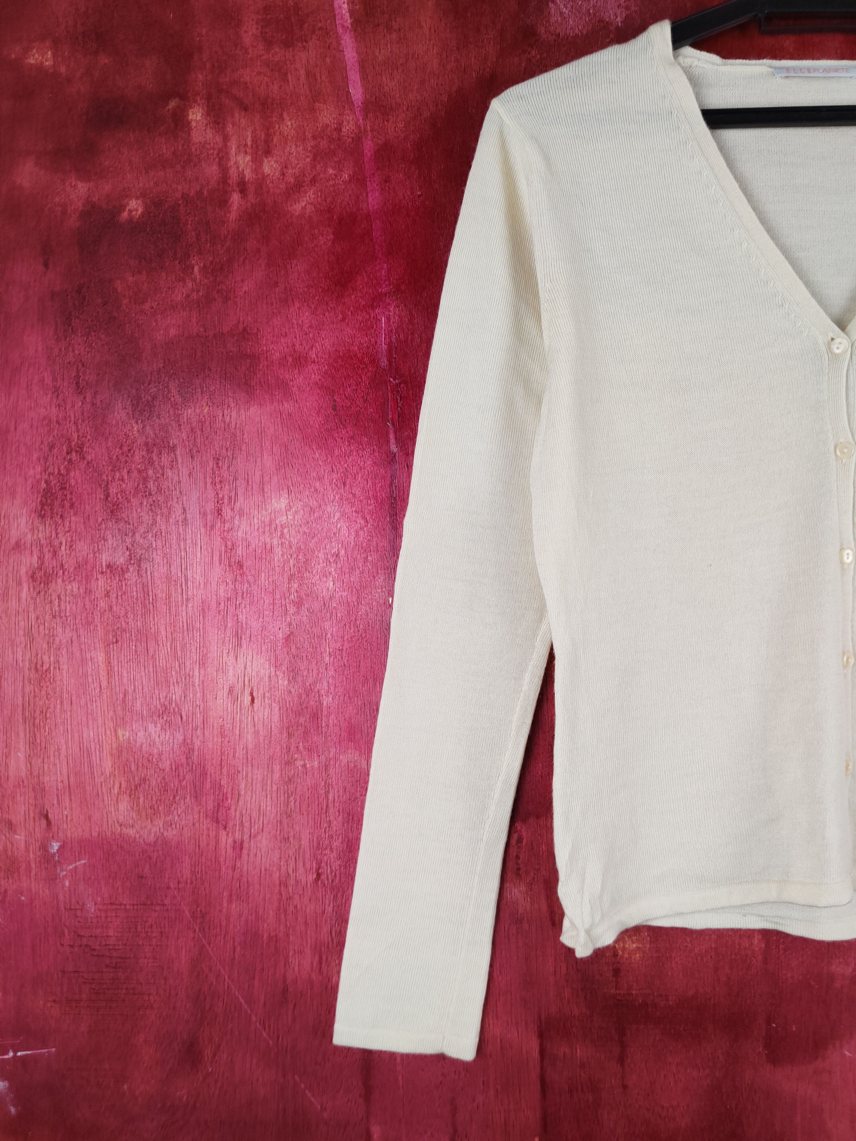 Japanese Brand Elle Planete Cream Knitwear Cardigan #S1060 Size S / US 4 / IT 40 - 3 Thumbnail