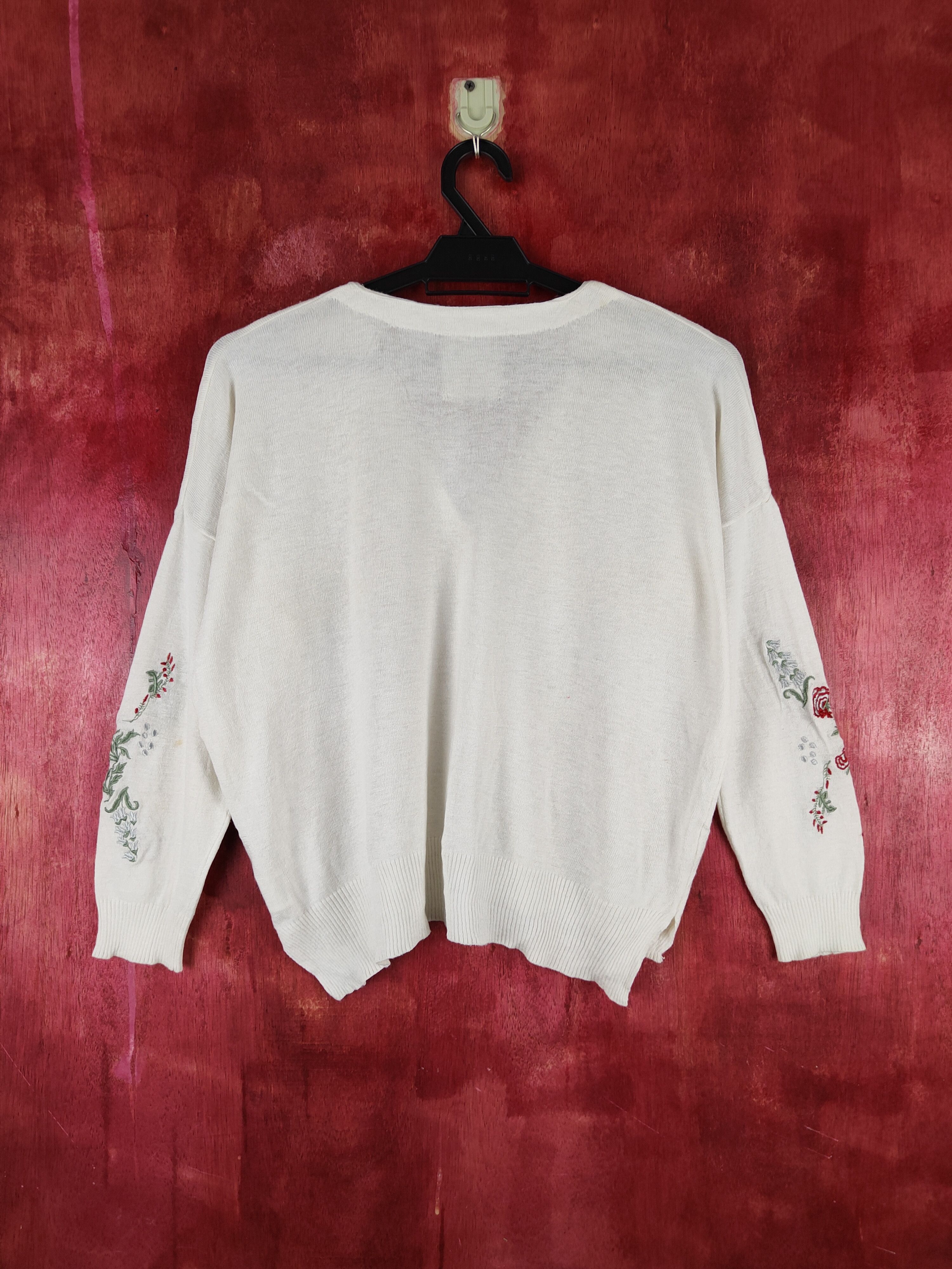 Japanese Brand Real Cu White embroidered Flowers Knitwear Cardigan #S1062 Size M / US 6-8 / IT 42-44 - 9 Thumbnail