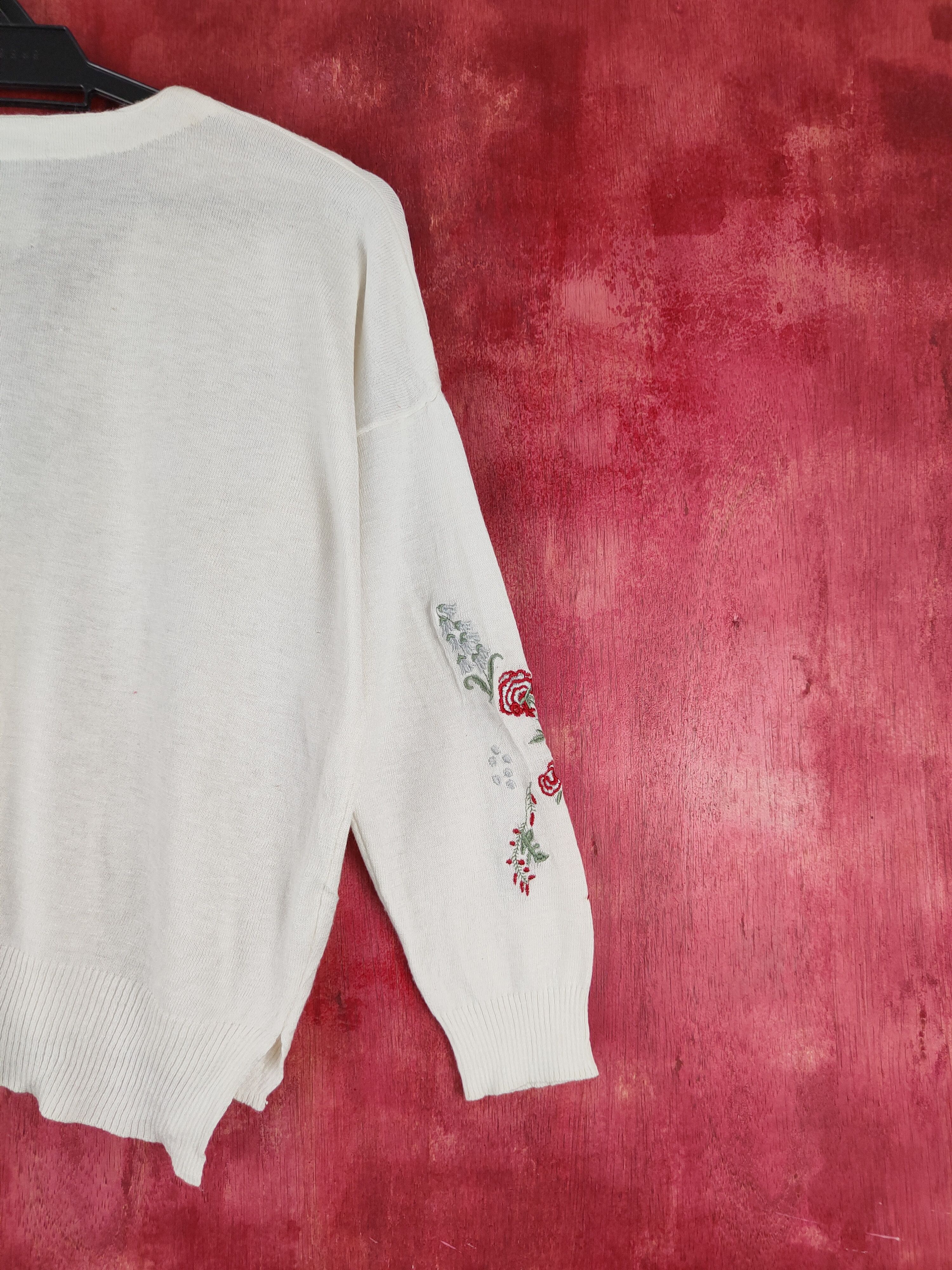 Japanese Brand Real Cu White embroidered Flowers Knitwear Cardigan #S1062 Size M / US 6-8 / IT 42-44 - 12 Thumbnail