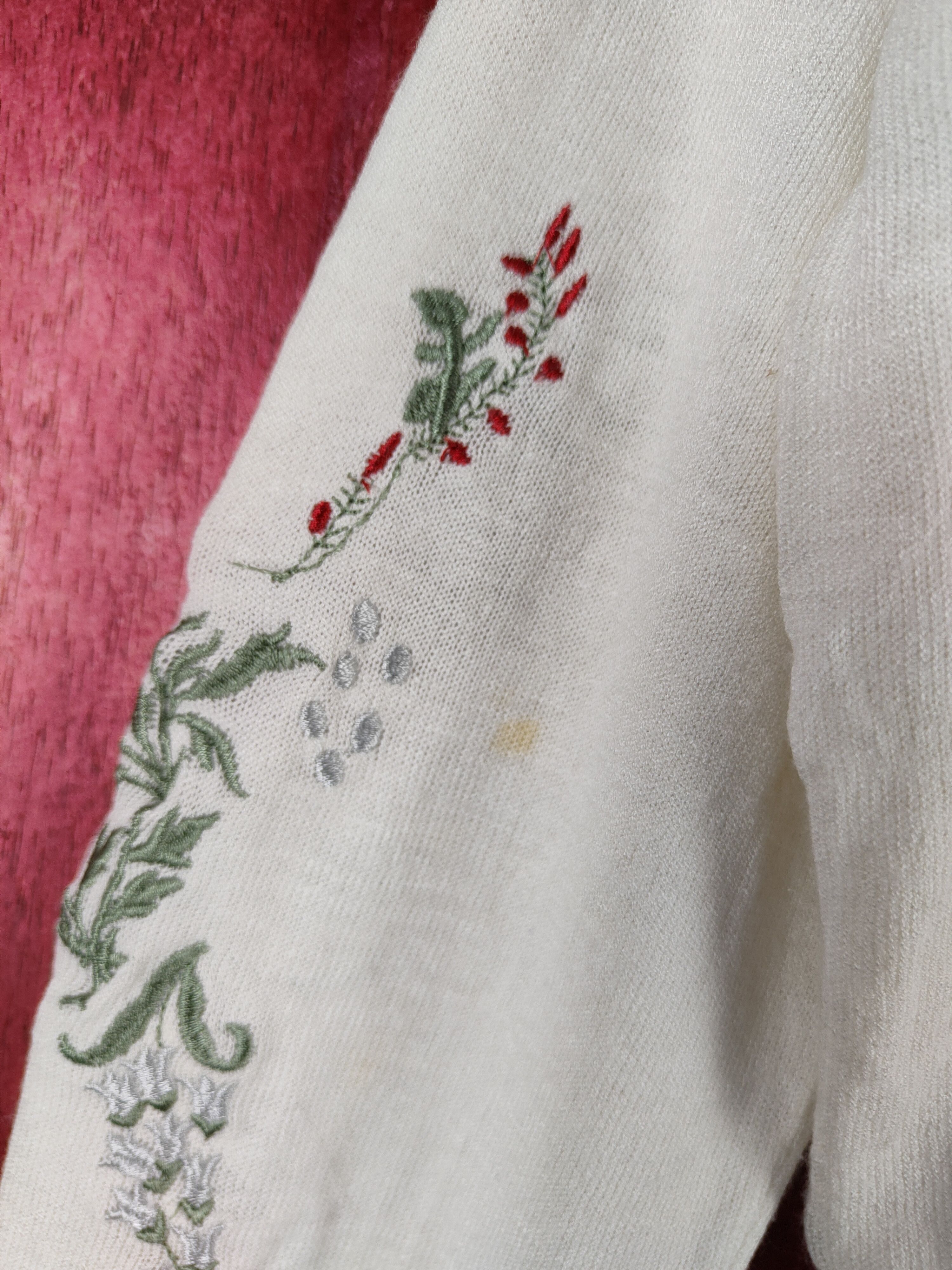 Japanese Brand Real Cu White embroidered Flowers Knitwear Cardigan #S1062 Size M / US 6-8 / IT 42-44 - 10 Thumbnail