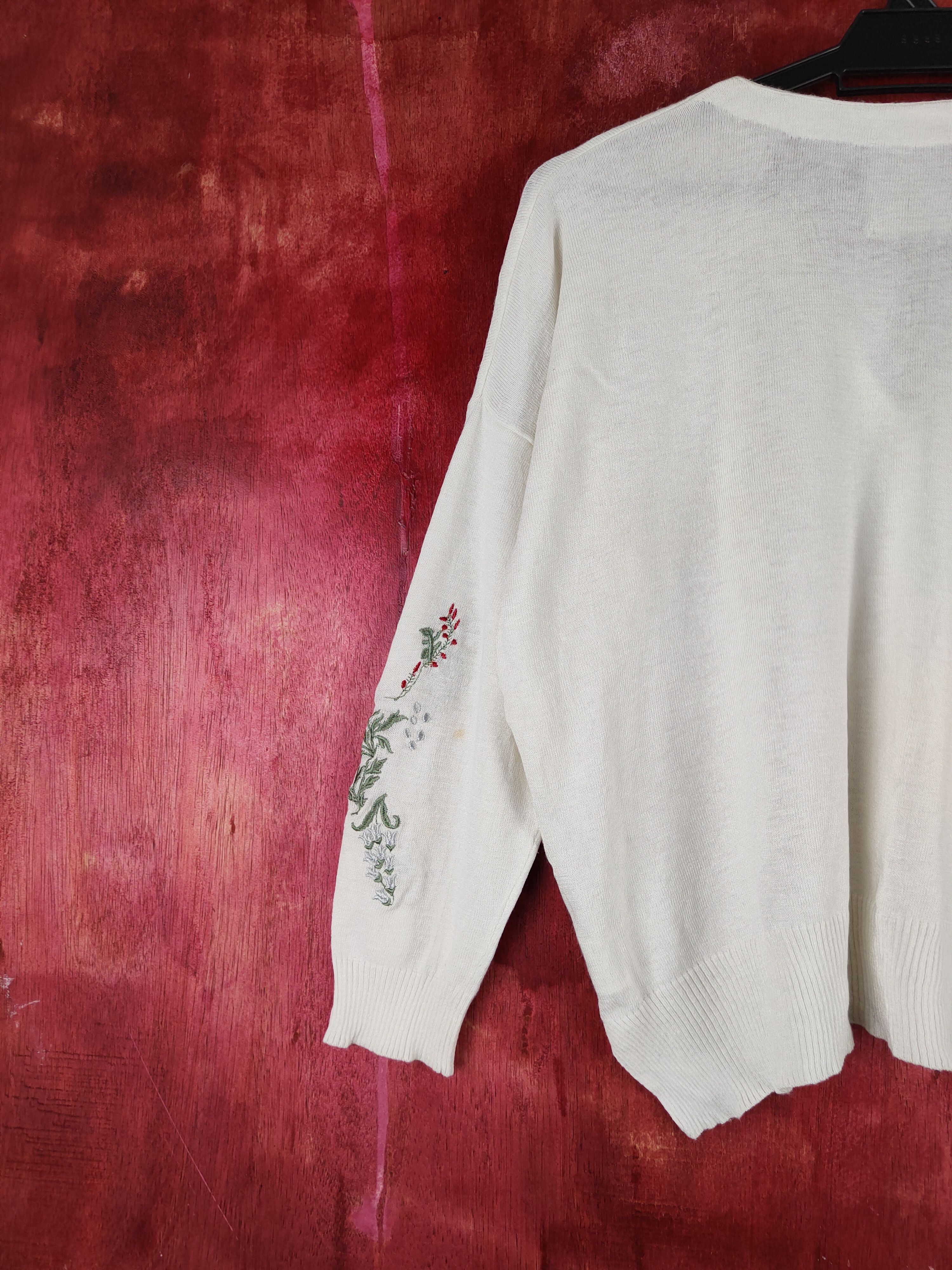 Japanese Brand Real Cu White embroidered Flowers Knitwear Cardigan #S1062 Size M / US 6-8 / IT 42-44 - 11 Thumbnail