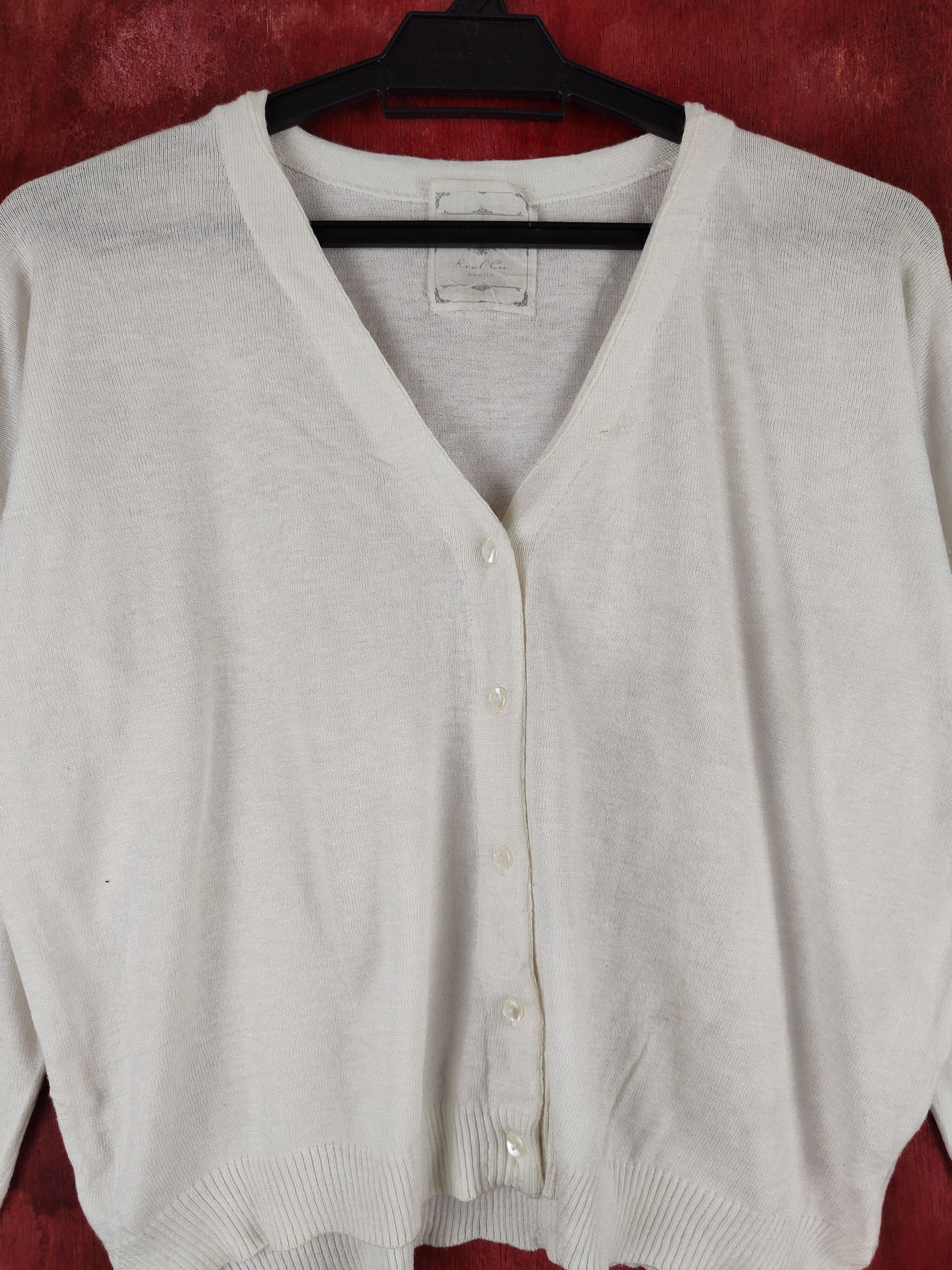 Japanese Brand Real Cu White embroidered Flowers Knitwear Cardigan #S1062 Size M / US 6-8 / IT 42-44 - 2 Thumbnail