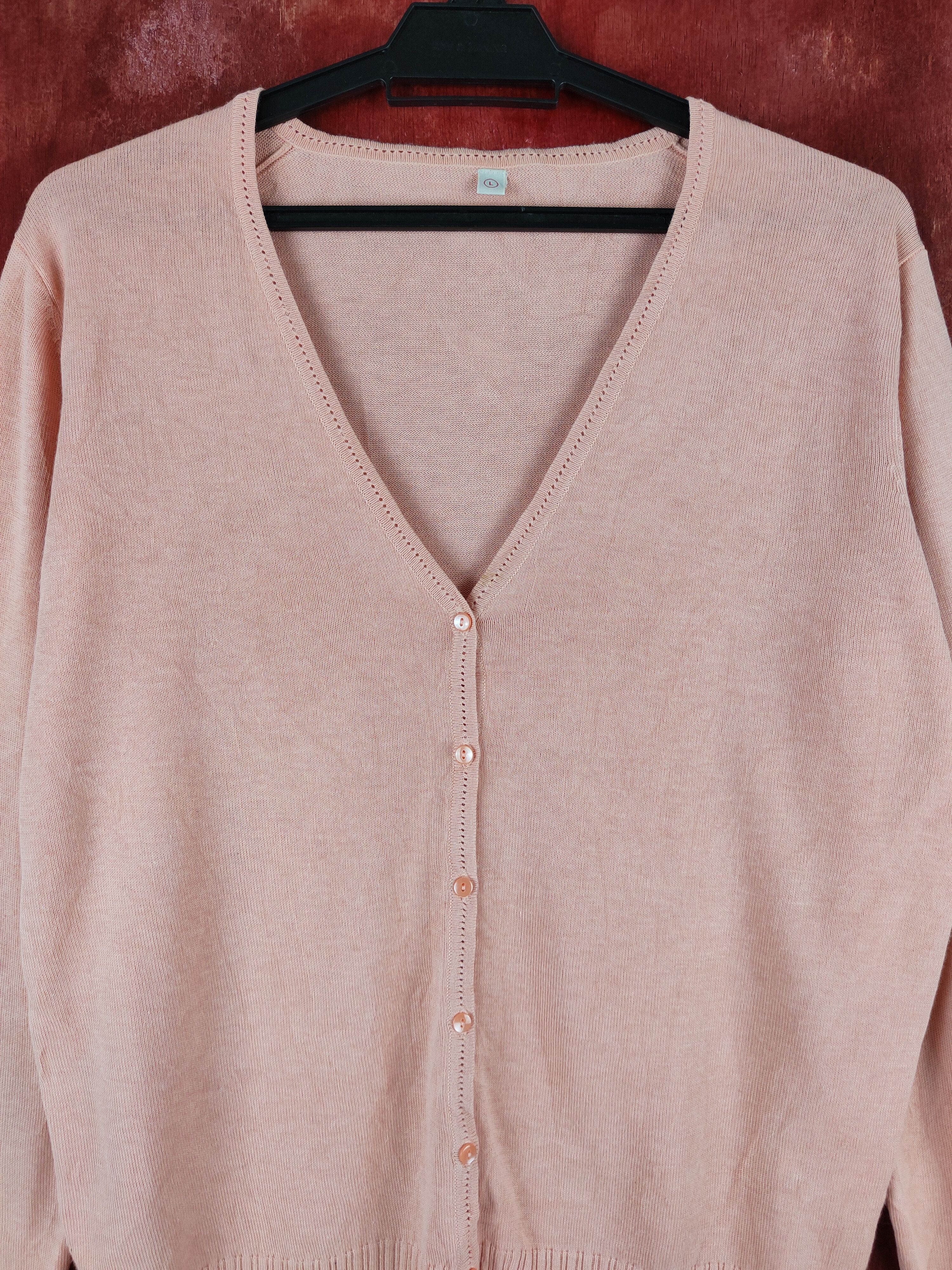 Japanese Brand × Uniqlo Uniqlo Peach Knitwear Cardigan vintage japan #S1063 Size L / US 10 / IT 46 - 2 Thumbnail