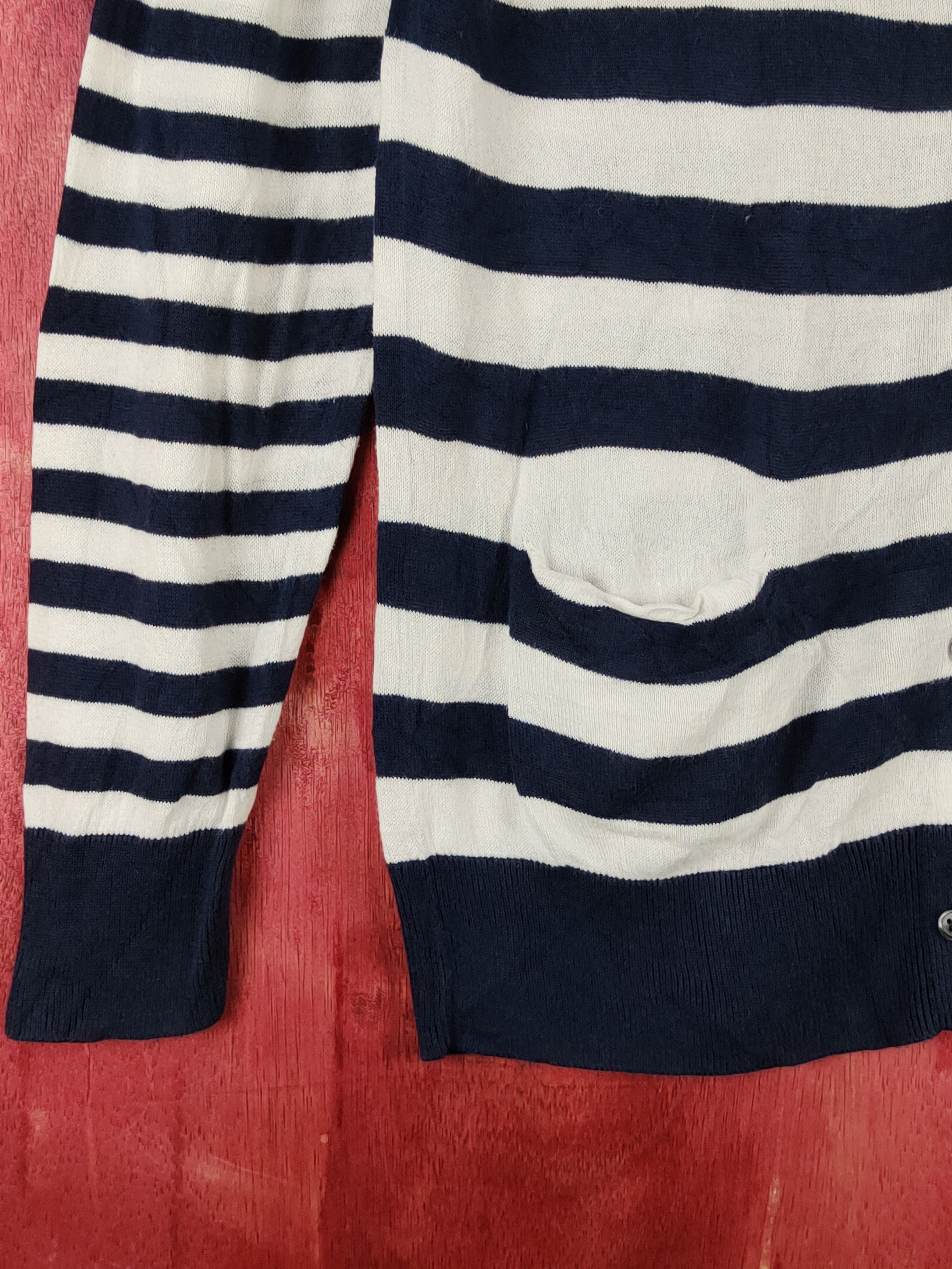Global Work Global Work Dark Blue/White Stripe Knitwear Cardigan #S1065 Size L / US 10 / IT 46 - 4 Thumbnail