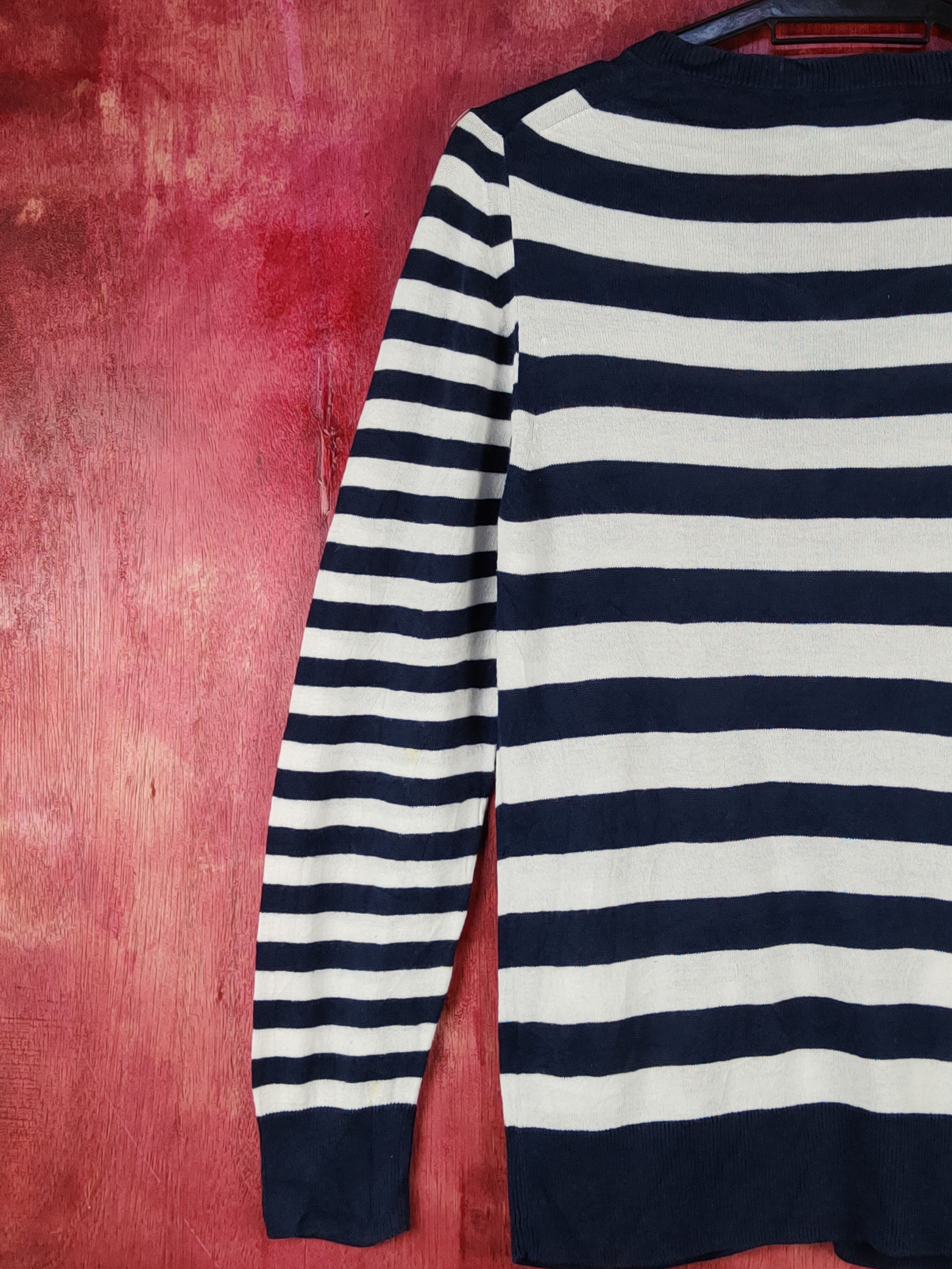 Global Work Global Work Dark Blue/White Stripe Knitwear Cardigan #S1065 Size L / US 10 / IT 46 - 8 Thumbnail