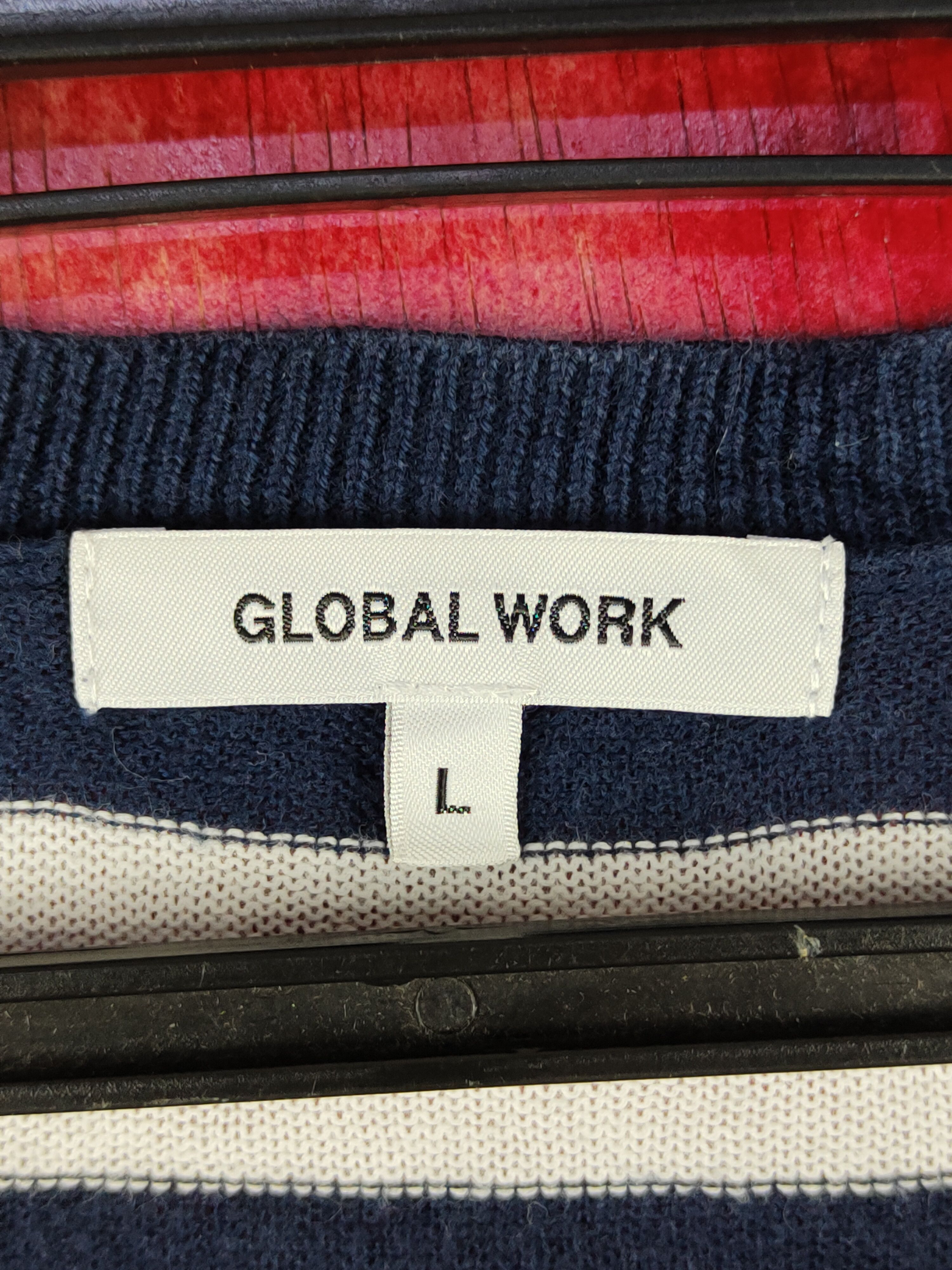 Global Work Global Work Dark Blue/White Stripe Knitwear Cardigan #S1065 Size L / US 10 / IT 46 - 11 Thumbnail